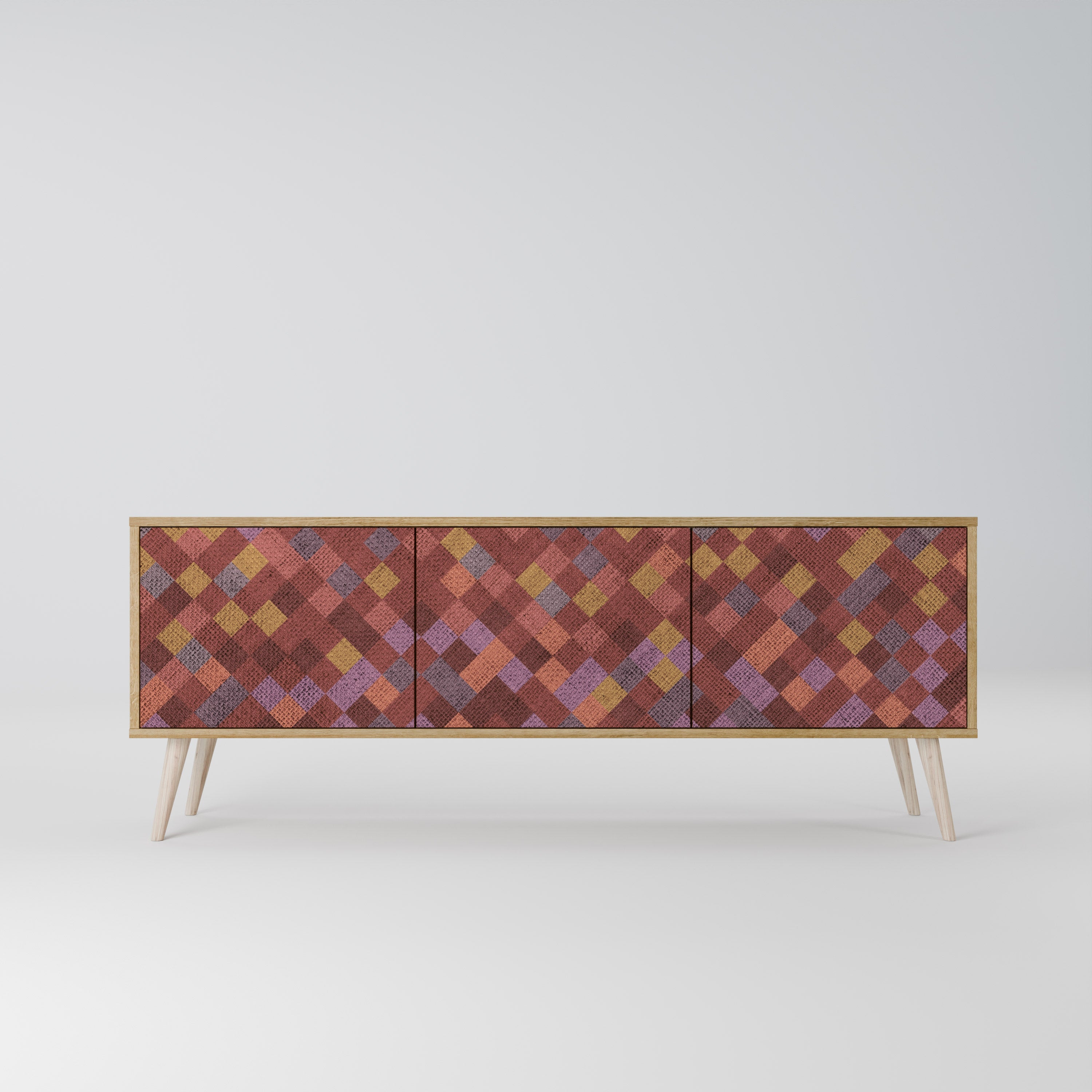 PAINTED SQUARES TV-Lowboard mit 3 Türen in Eiche-Optik