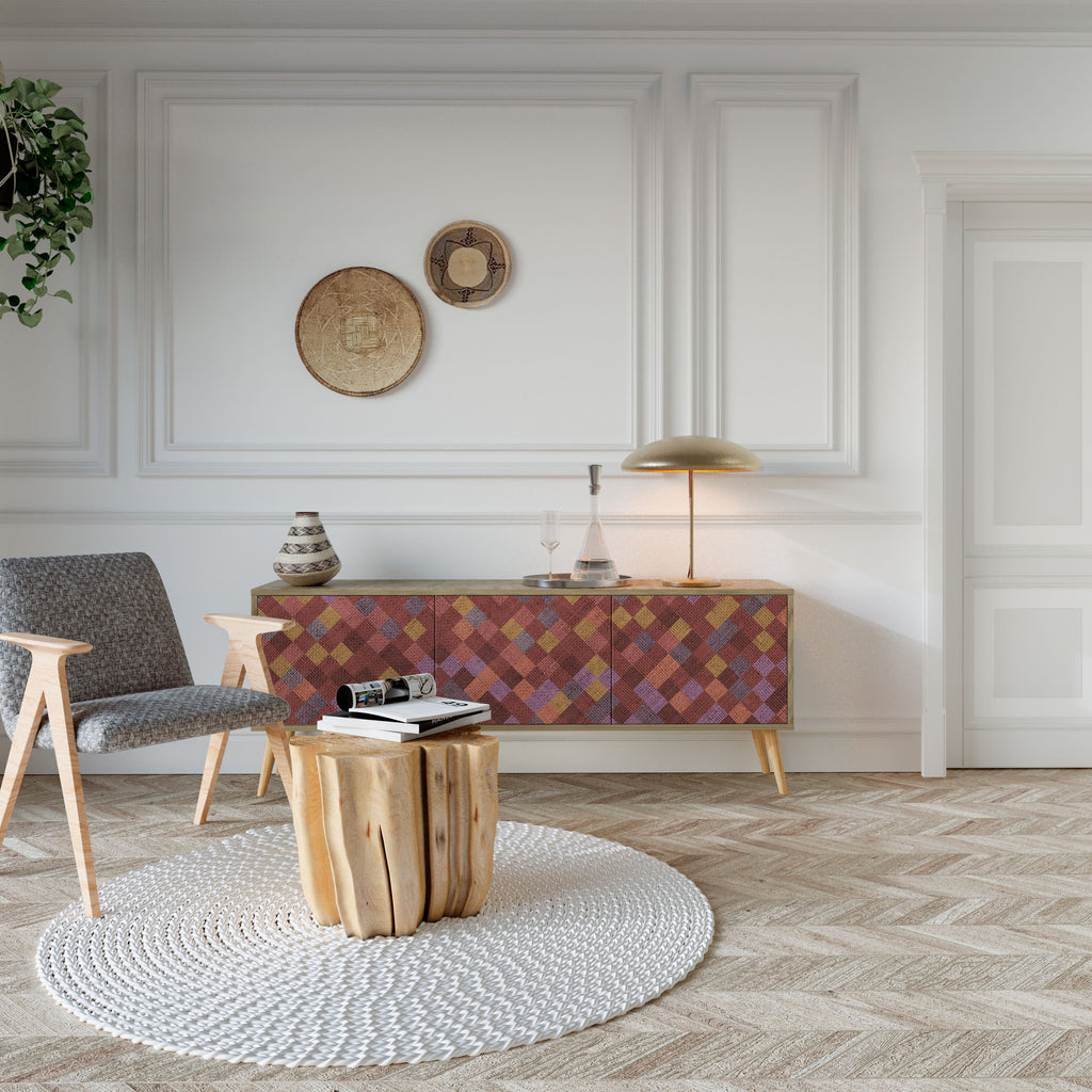 PAINTED SQUARES TV-Lowboard mit 3 Türen in Eiche-Optik