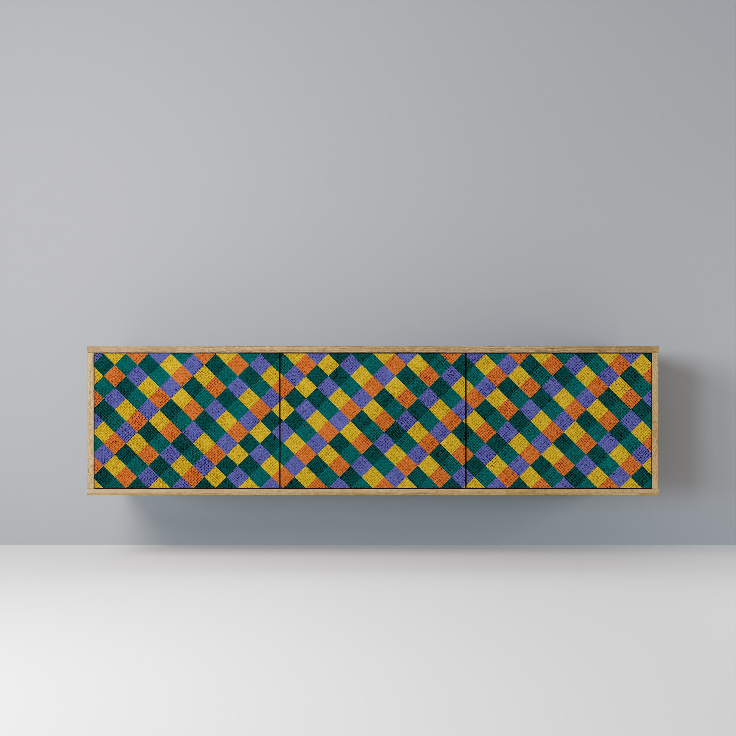 PAINTED SQUARES MIX TV-Lowboard mit 3 Türen in Eiche-Optik