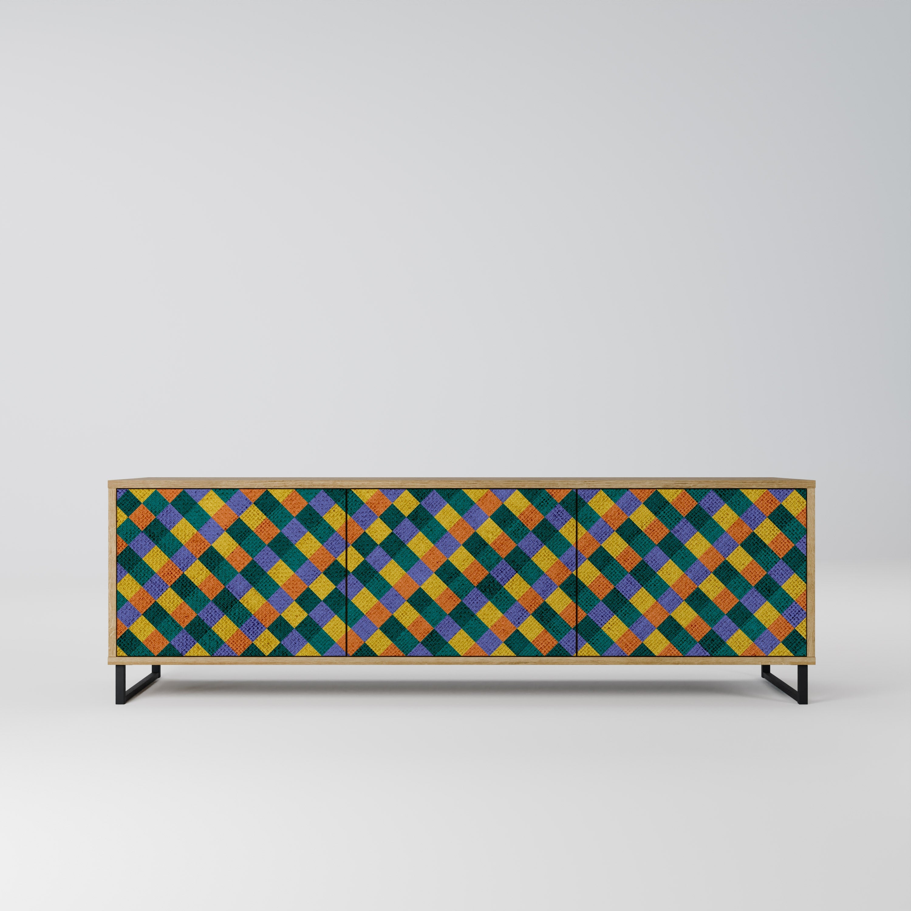 PAINTED SQUARES MIX TV-Lowboard mit 3 Türen in Eiche-Optik