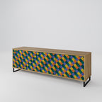 PAINTED SQUARES MIX TV-Lowboard mit 3 Türen in Eiche-Optik