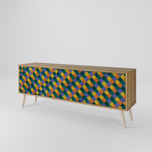 PAINTED SQUARES MIX 3-Door TV Cabinet