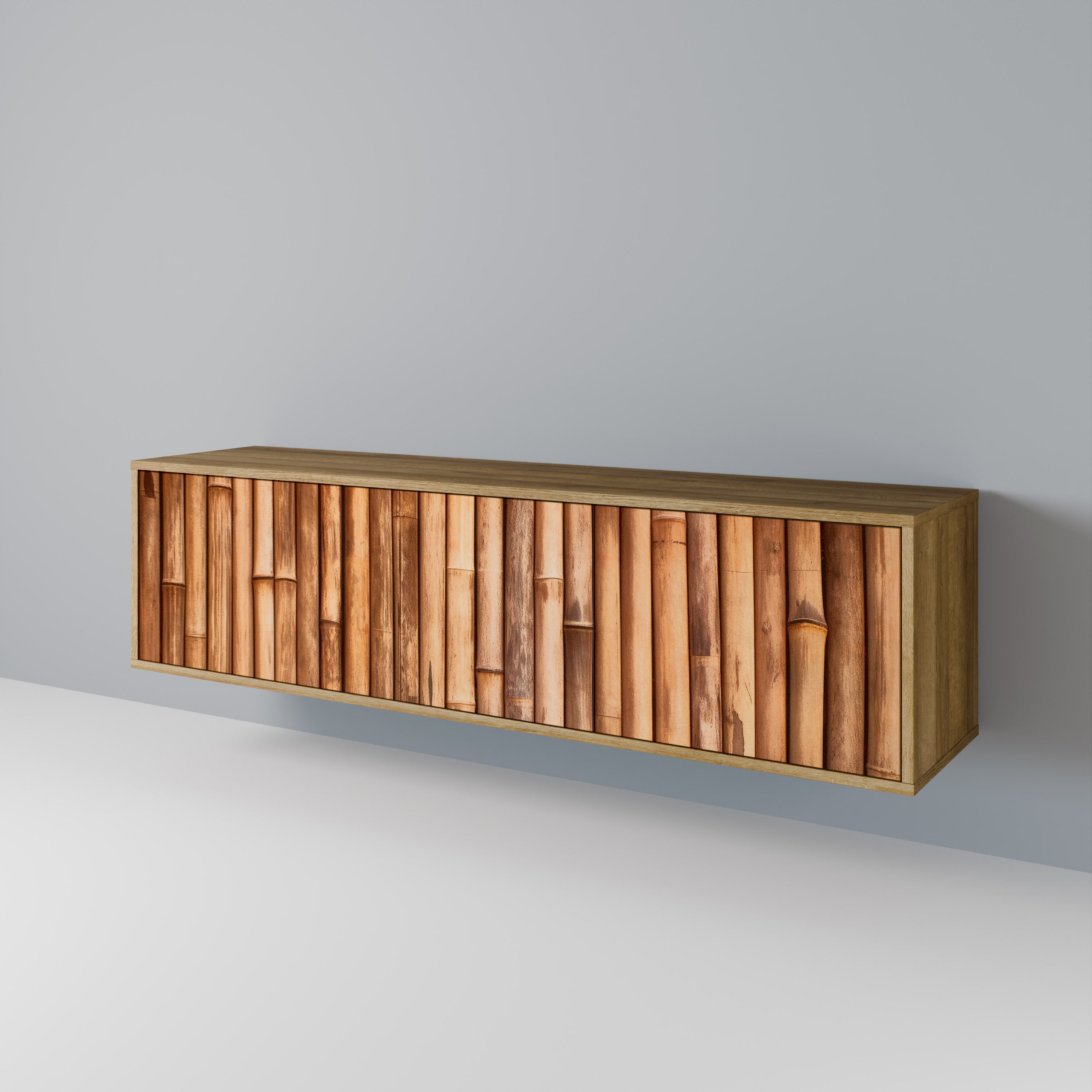 NATURAL WOOD 3-Door TV Cabinet