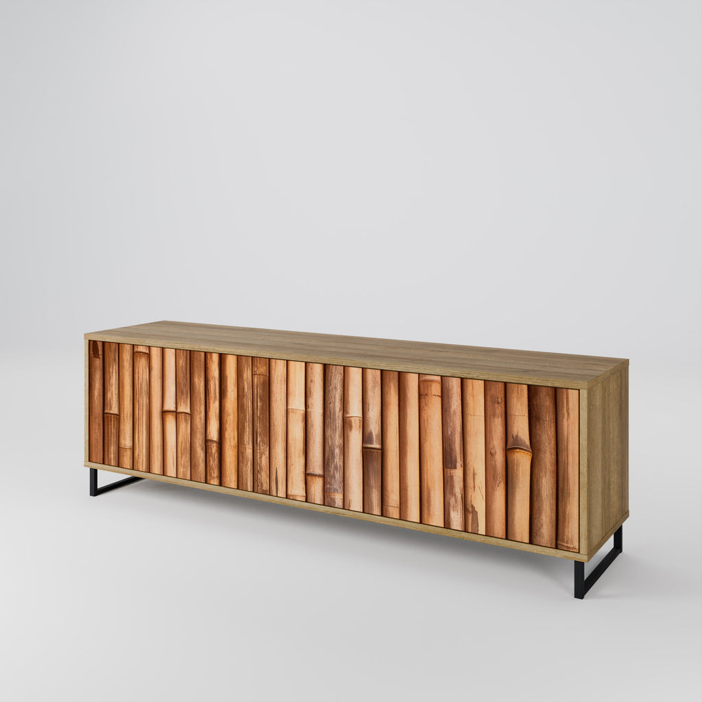 NATURAL WOOD TV-Lowboard mit 3 Türen in Eiche-Optik