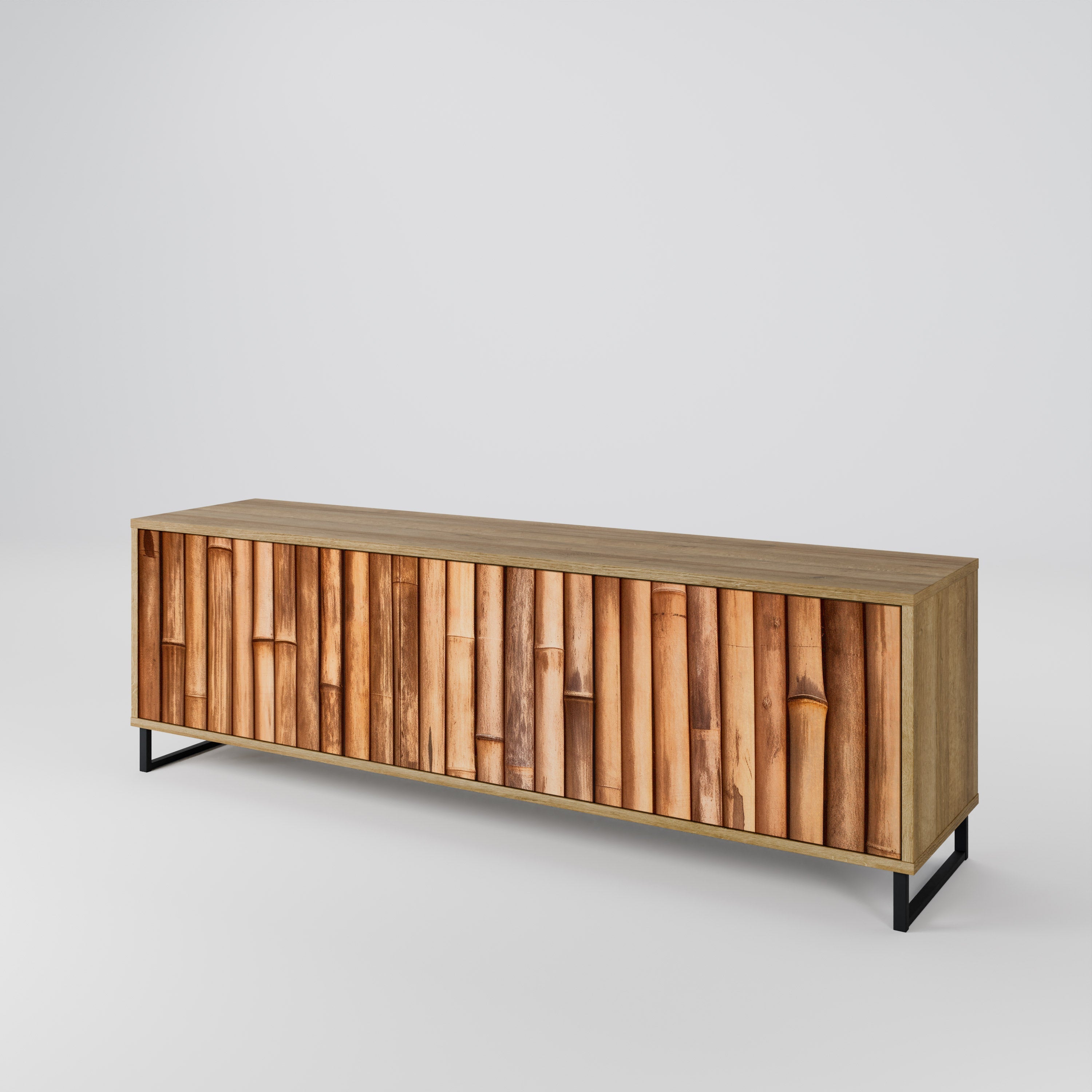 NATURAL WOOD TV-Lowboard mit 3 Türen in Eiche-Optik