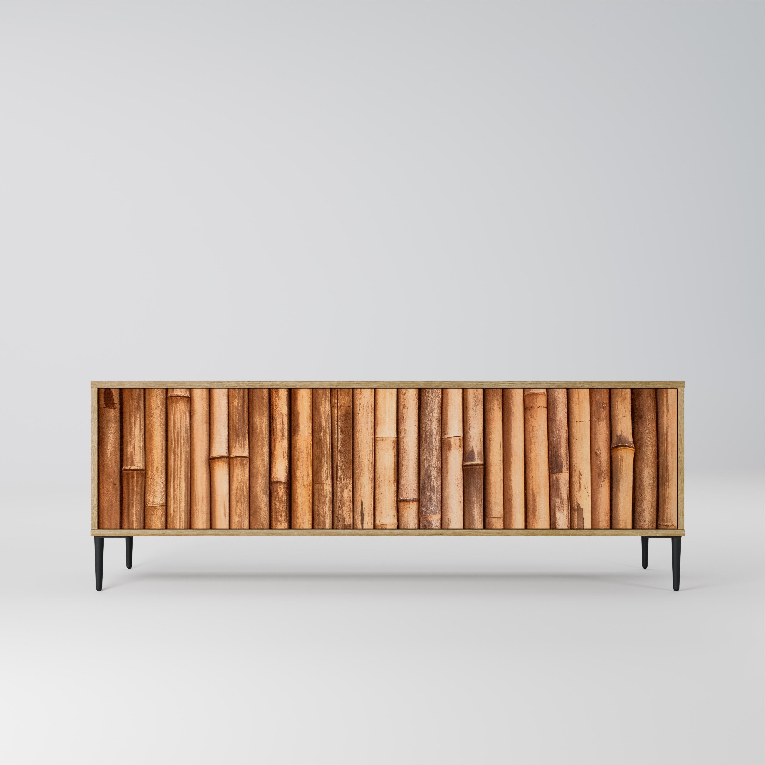 NATURAL WOOD TV-Lowboard mit 3 Türen in Eiche-Optik