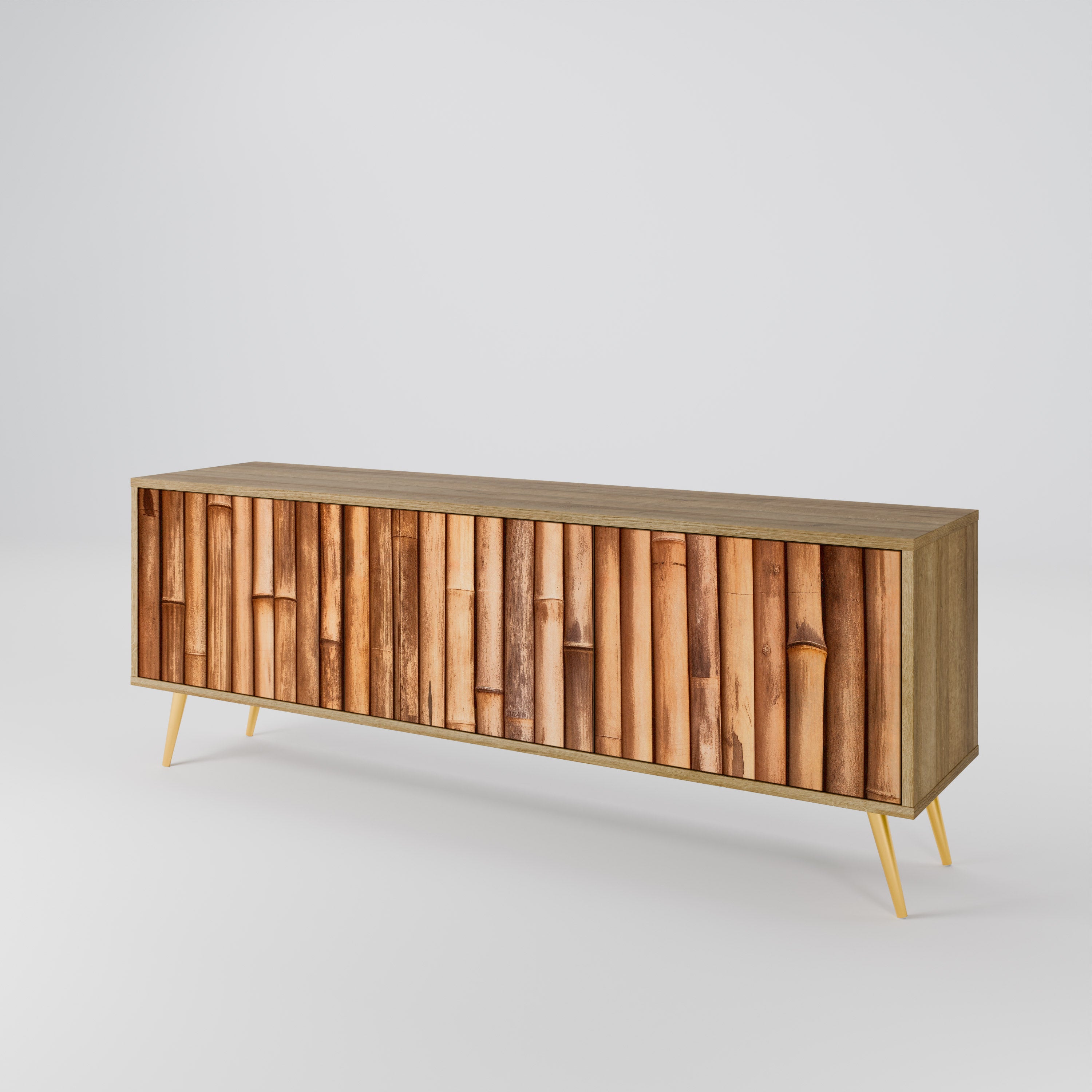 NATURAL WOOD 3-Door TV Cabinet