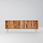 NATURAL WOOD TV-Lowboard mit 3 Türen in Eiche-Optik