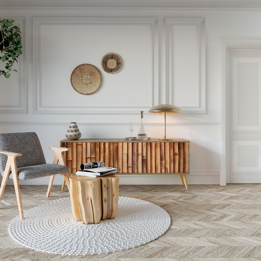 NATURAL WOOD TV-Lowboard mit 3 Türen in Eiche-Optik