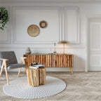 NATURAL WOOD TV-Lowboard mit 3 Türen in Eiche-Optik