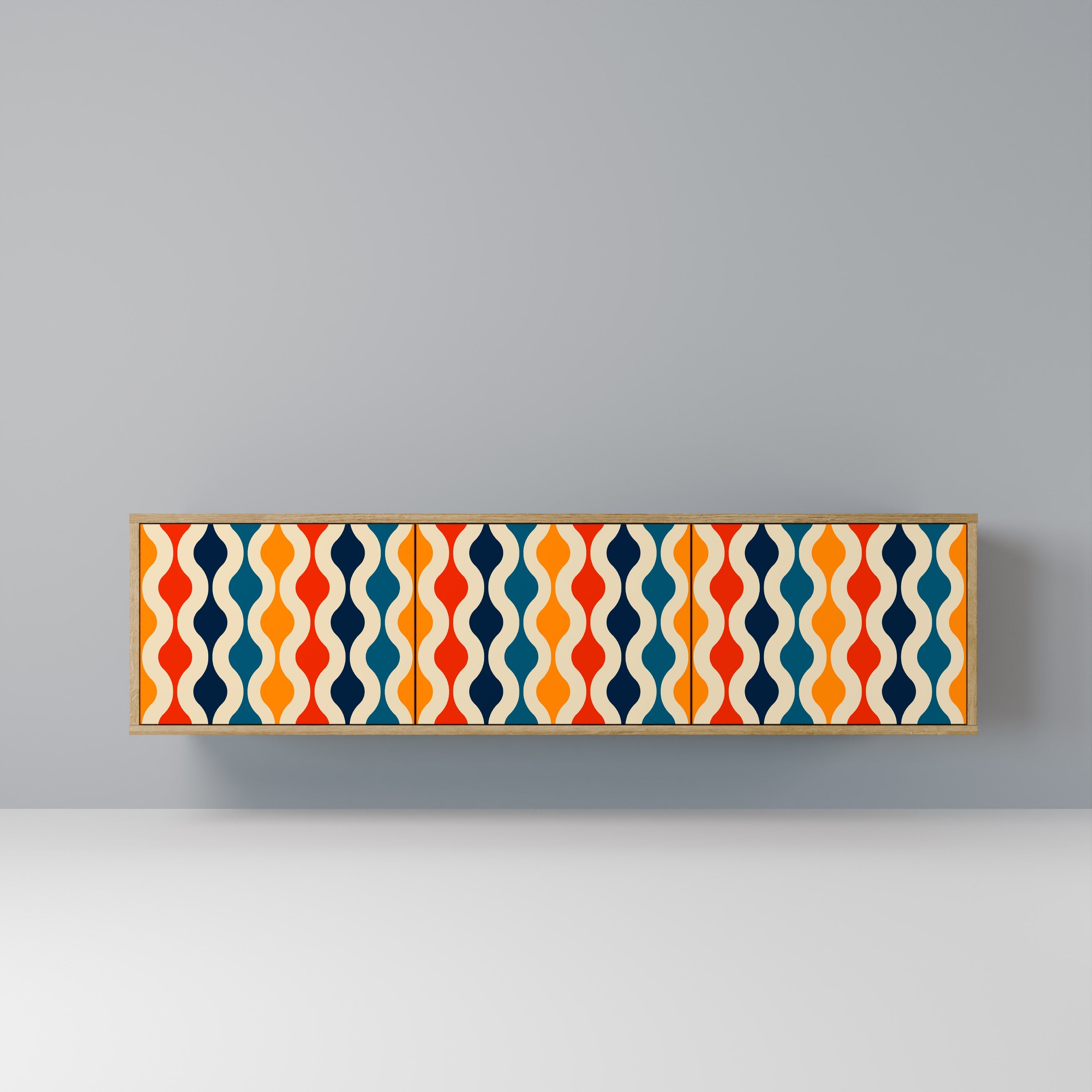 COLORFUL NOSTALGIA TV-Lowboard mit 3 Türen in Eiche-Optik