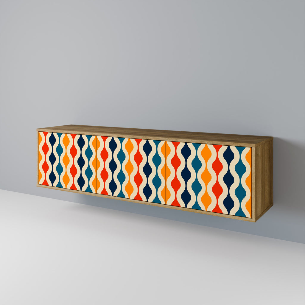 COLORFUL NOSTALGIA TV-Lowboard mit 3 Türen in Eiche-Optik