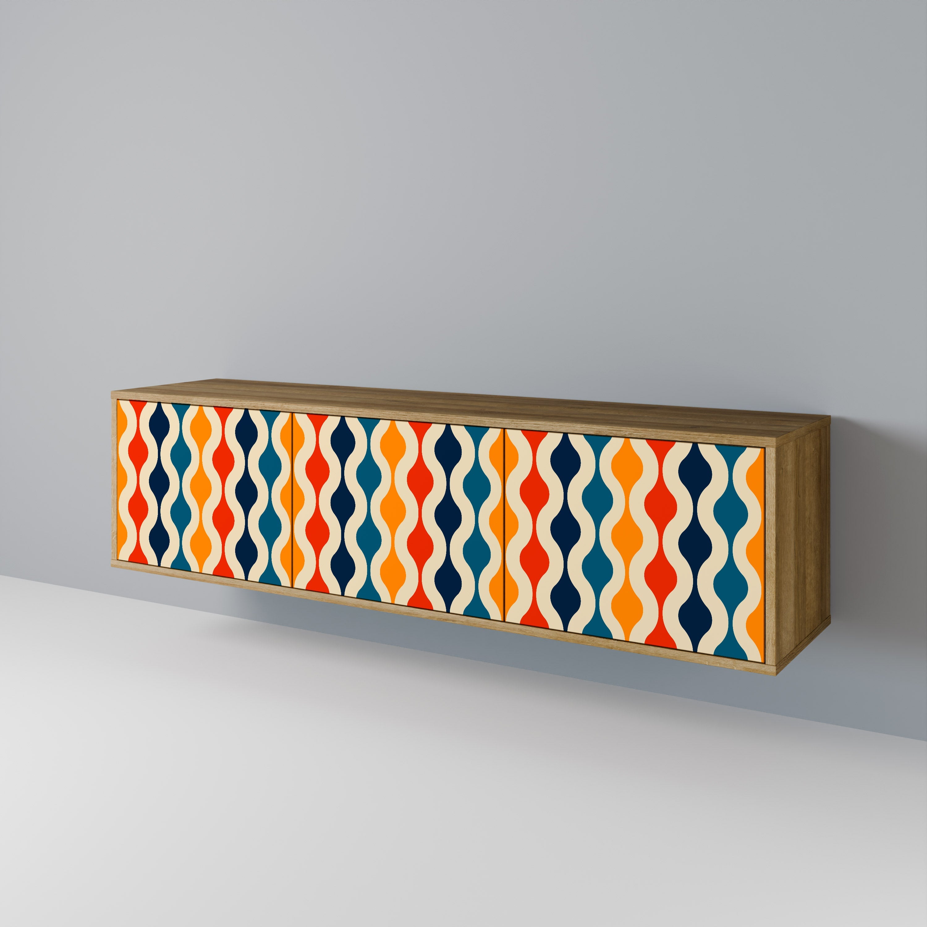 COLORFUL NOSTALGIA TV-Lowboard mit 3 Türen in Eiche-Optik