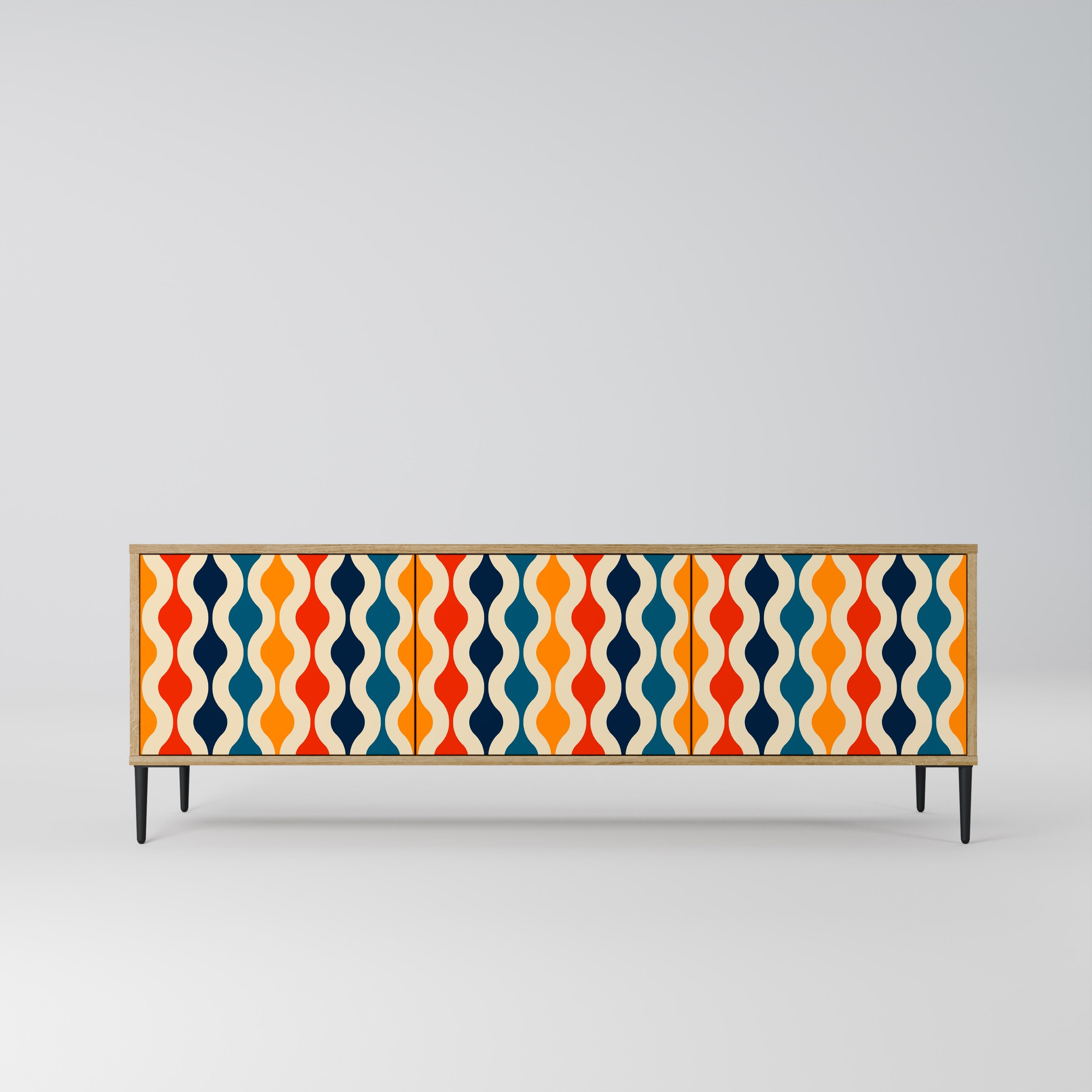 COLORFUL NOSTALGIA TV-Lowboard mit 3 Türen in Eiche-Optik