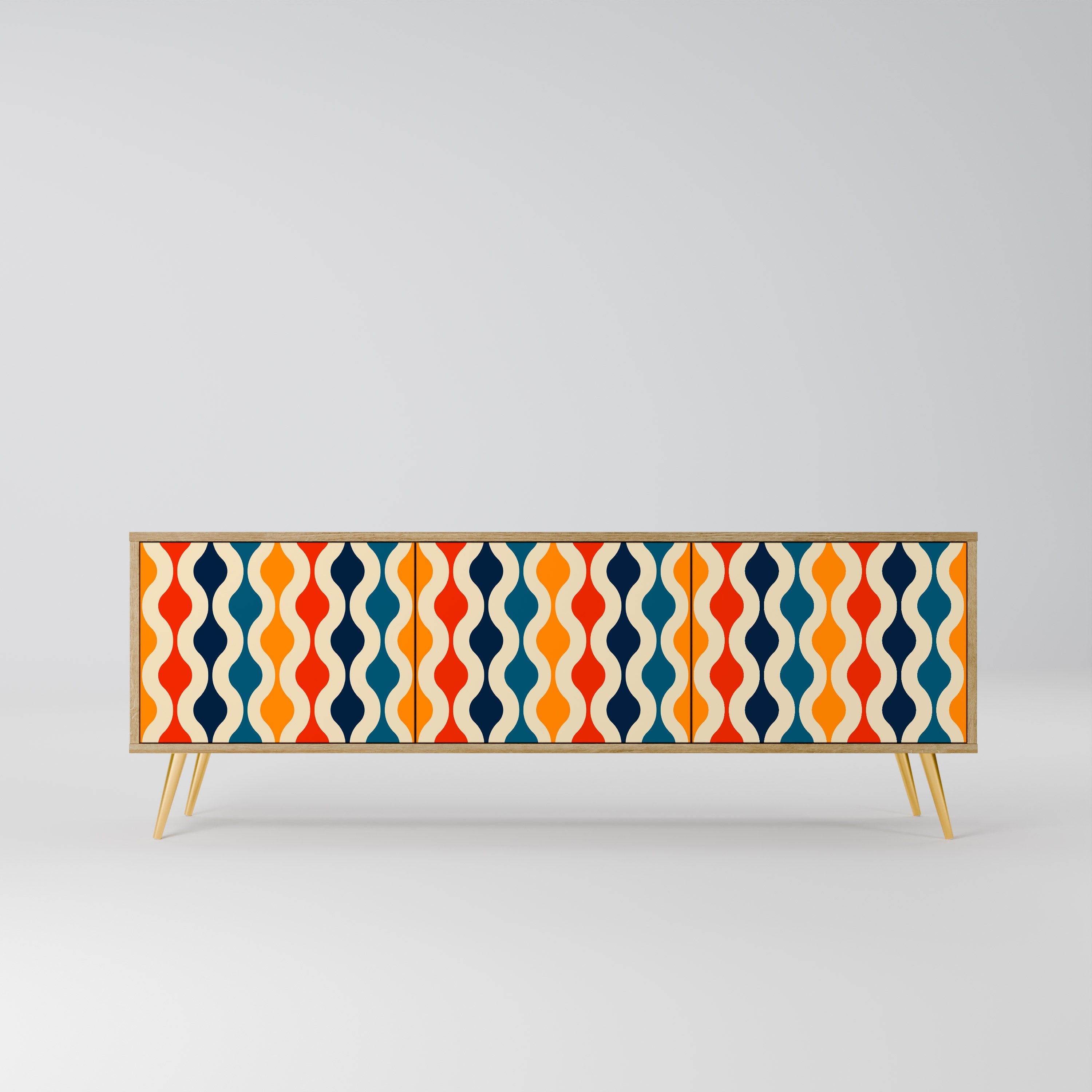 COLORFUL NOSTALGIA TV-Lowboard mit 3 Türen in Eiche-Optik