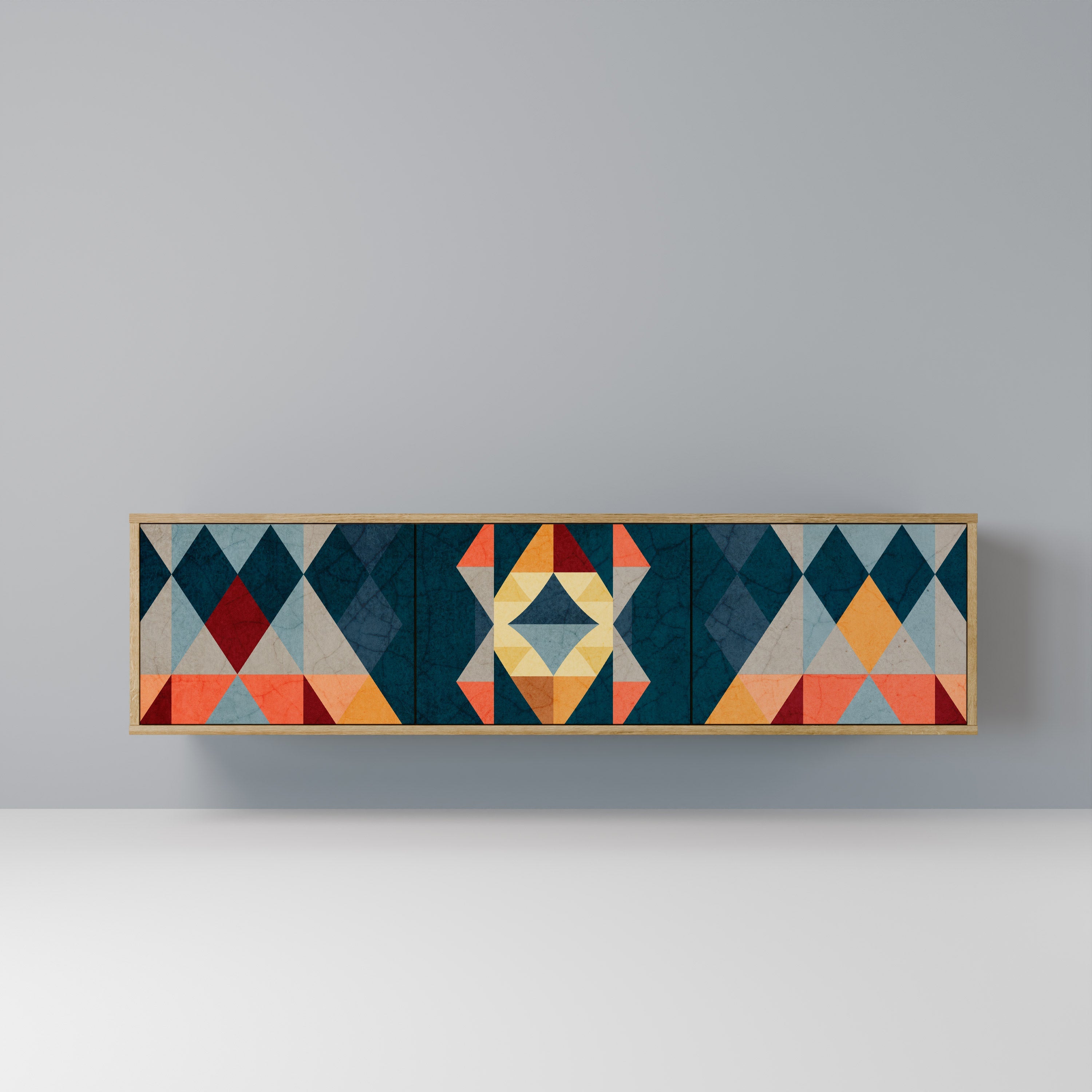 CRACKED ILLUSION TV-Lowboard mit 3 Türen in Eiche-Optik