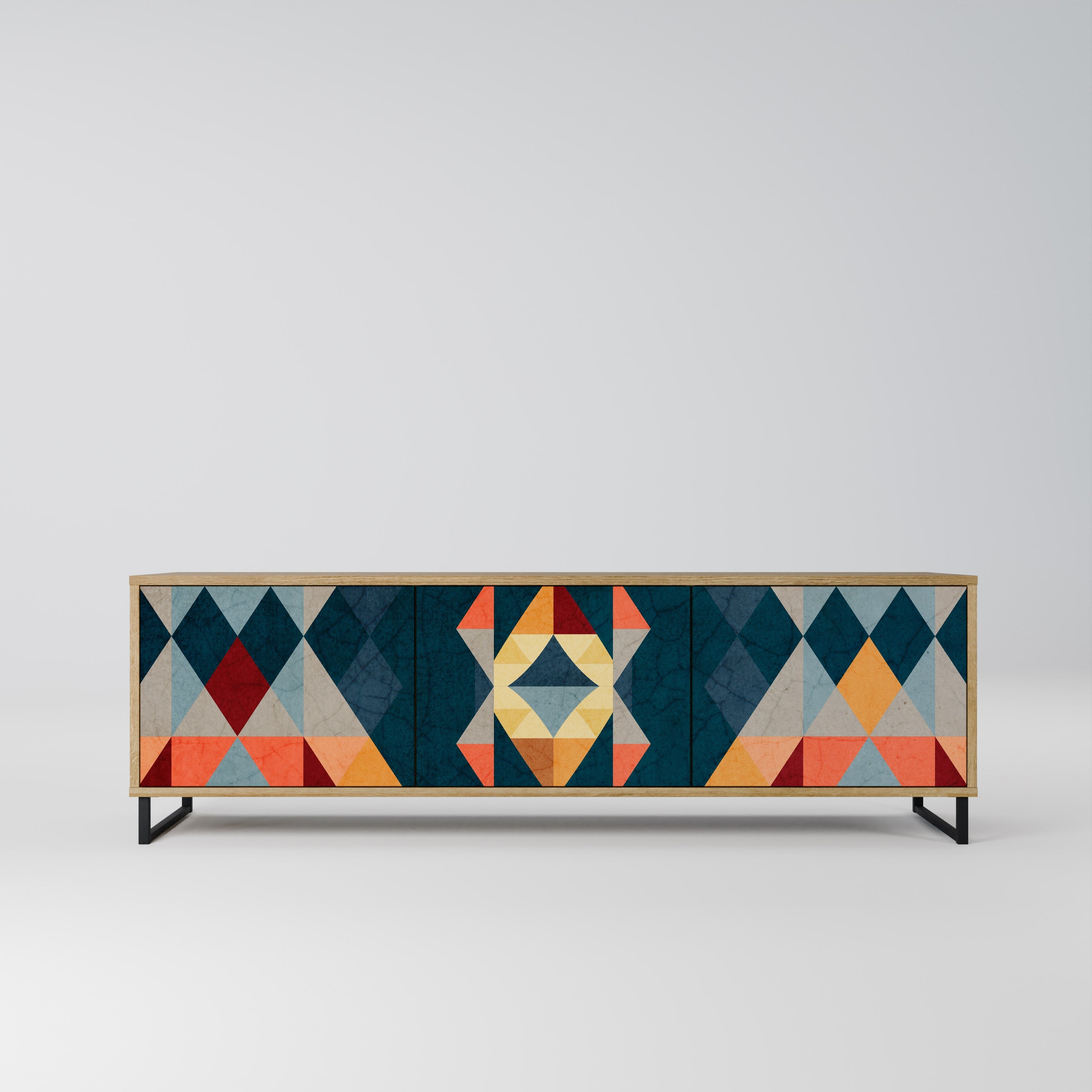 CRACKED ILLUSION TV-Lowboard mit 3 Türen in Eiche-Optik