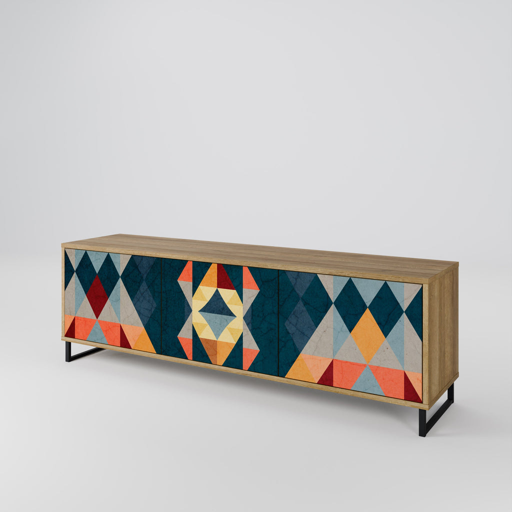 CRACKED ILLUSION TV-Lowboard mit 3 Türen in Eiche-Optik