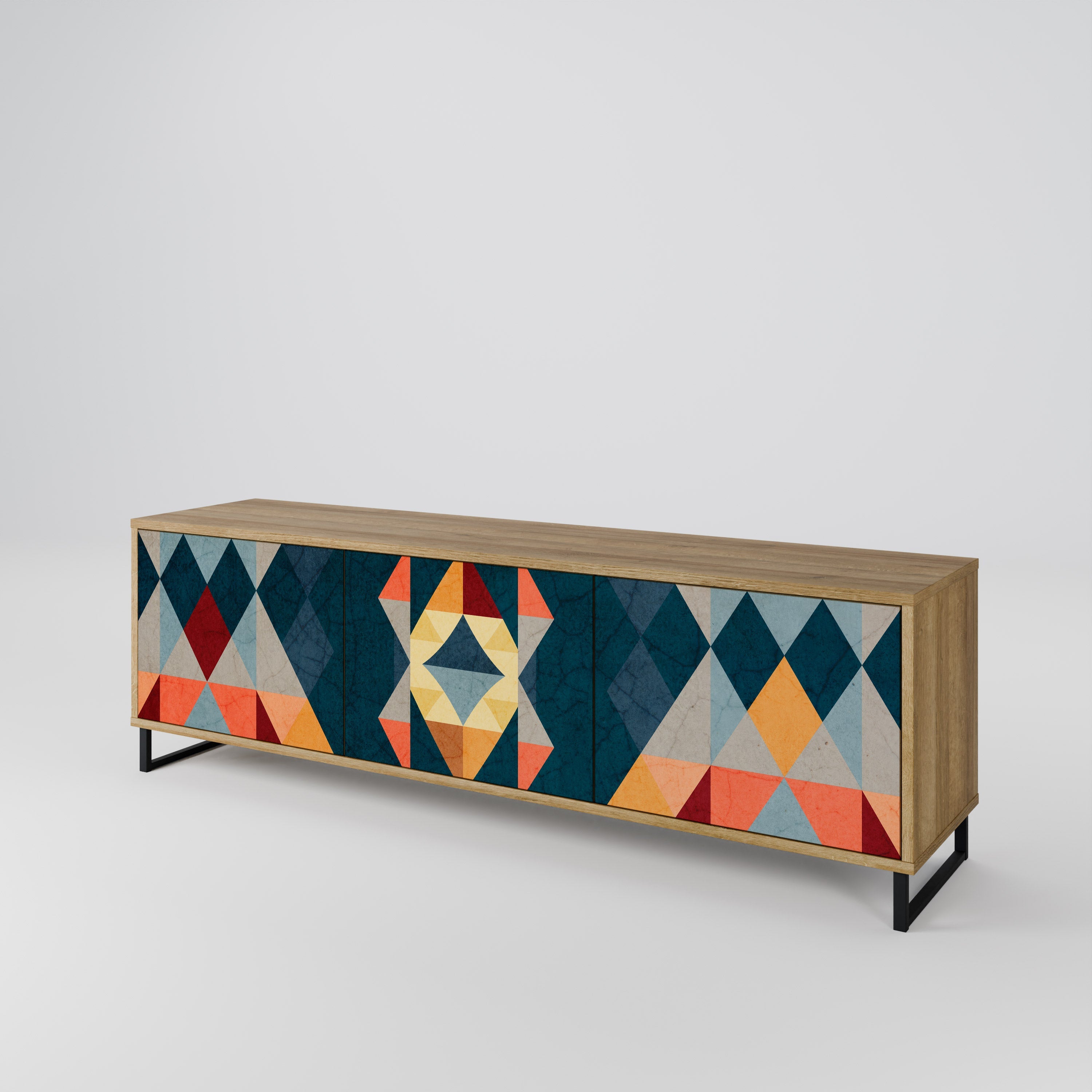 CRACKED ILLUSION TV-Lowboard mit 3 Türen in Eiche-Optik