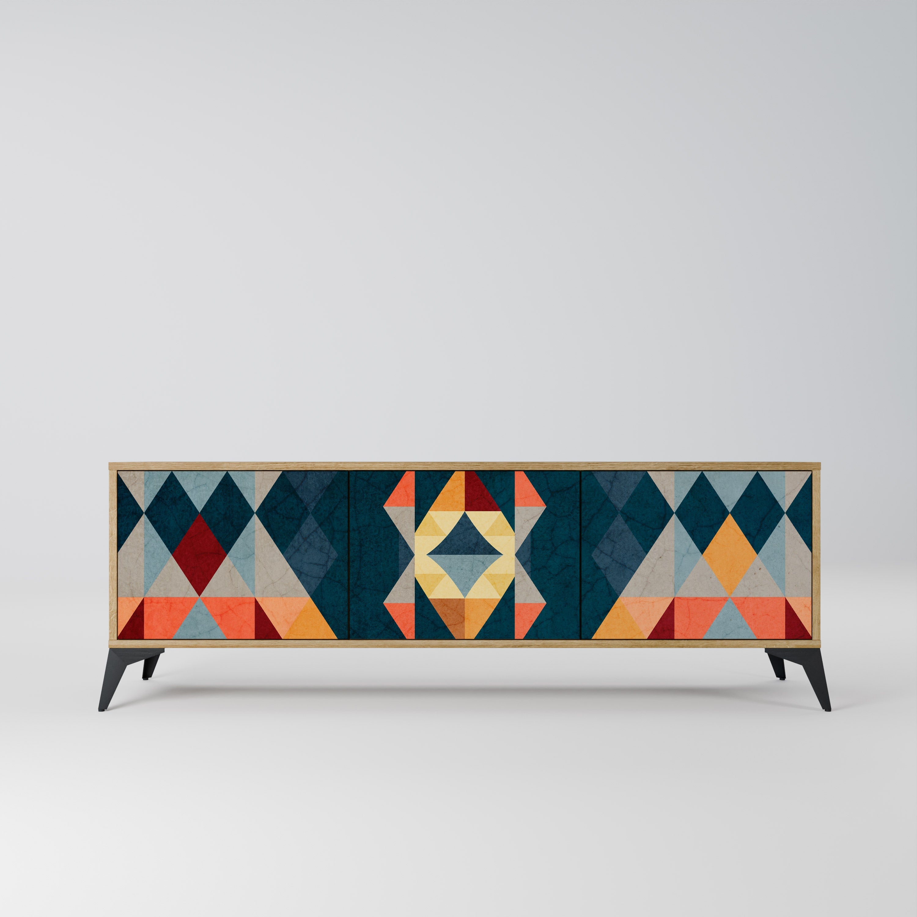 CRACKED ILLUSION TV-Lowboard mit 3 Türen in Eiche-Optik