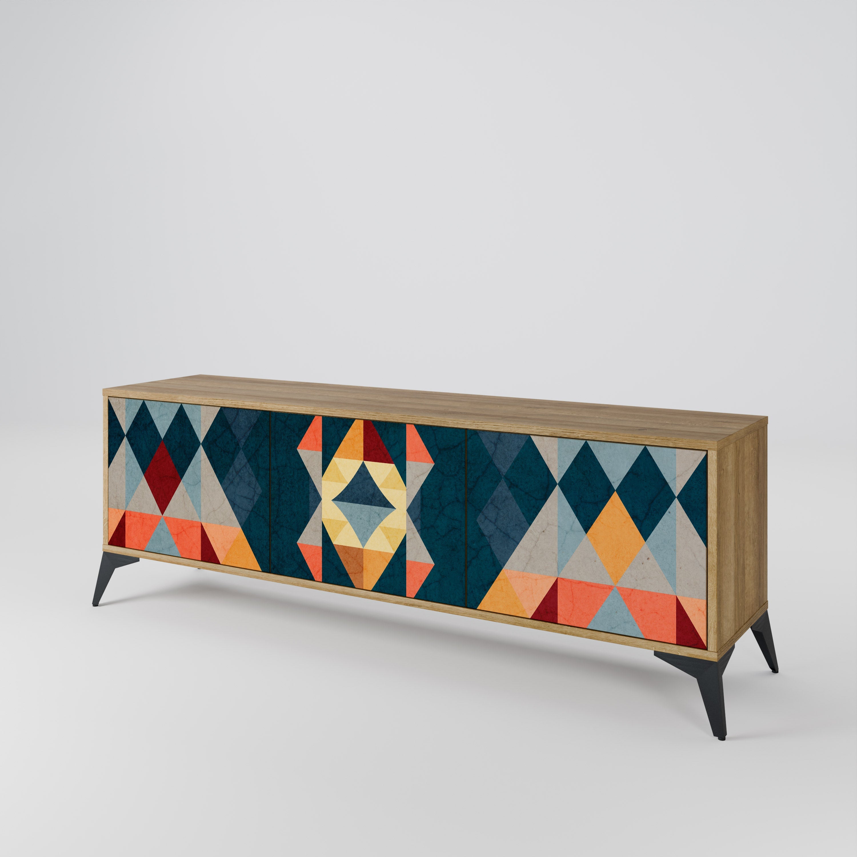 CRACKED ILLUSION TV-Lowboard mit 3 Türen in Eiche-Optik