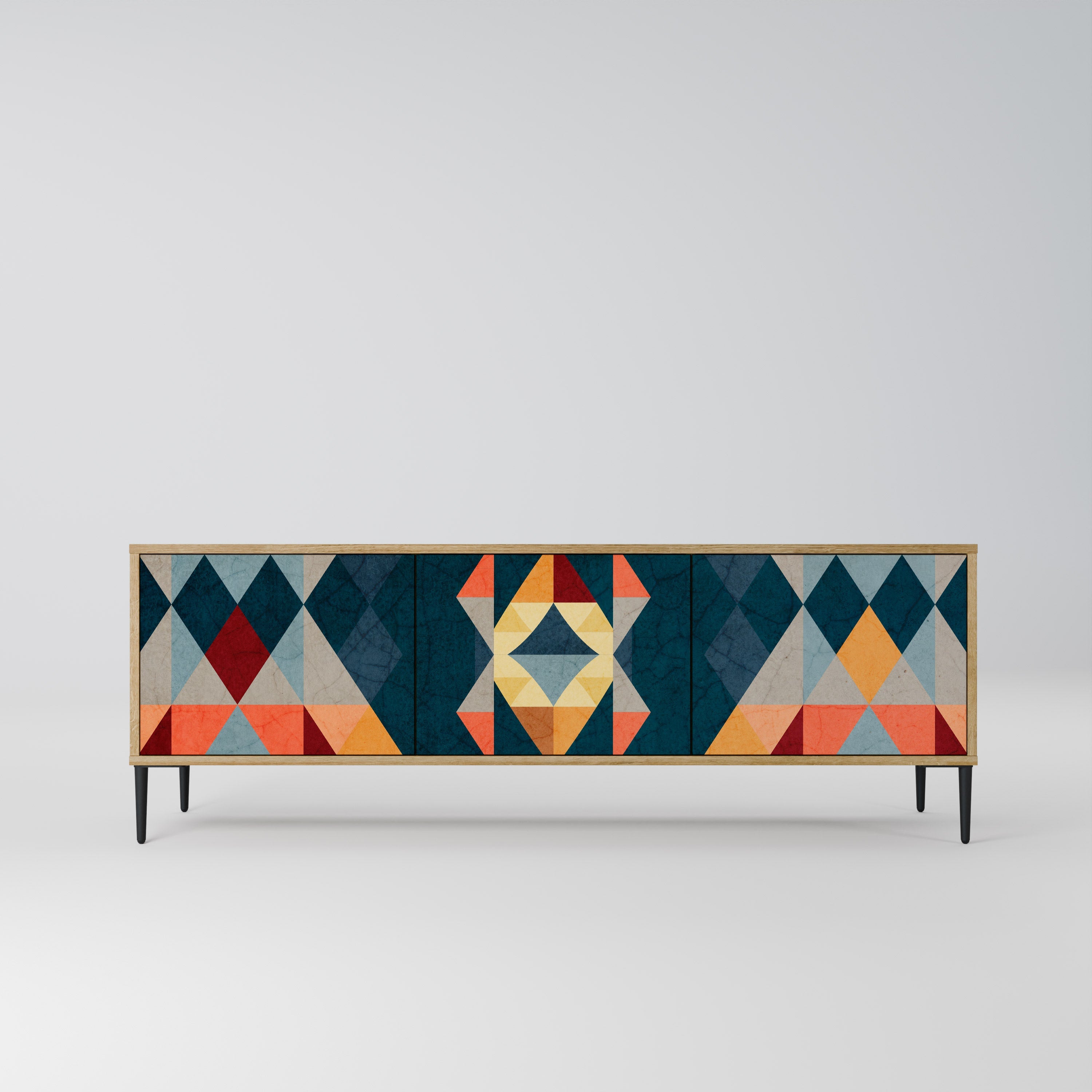 CRACKED ILLUSION TV-Lowboard mit 3 Türen in Eiche-Optik