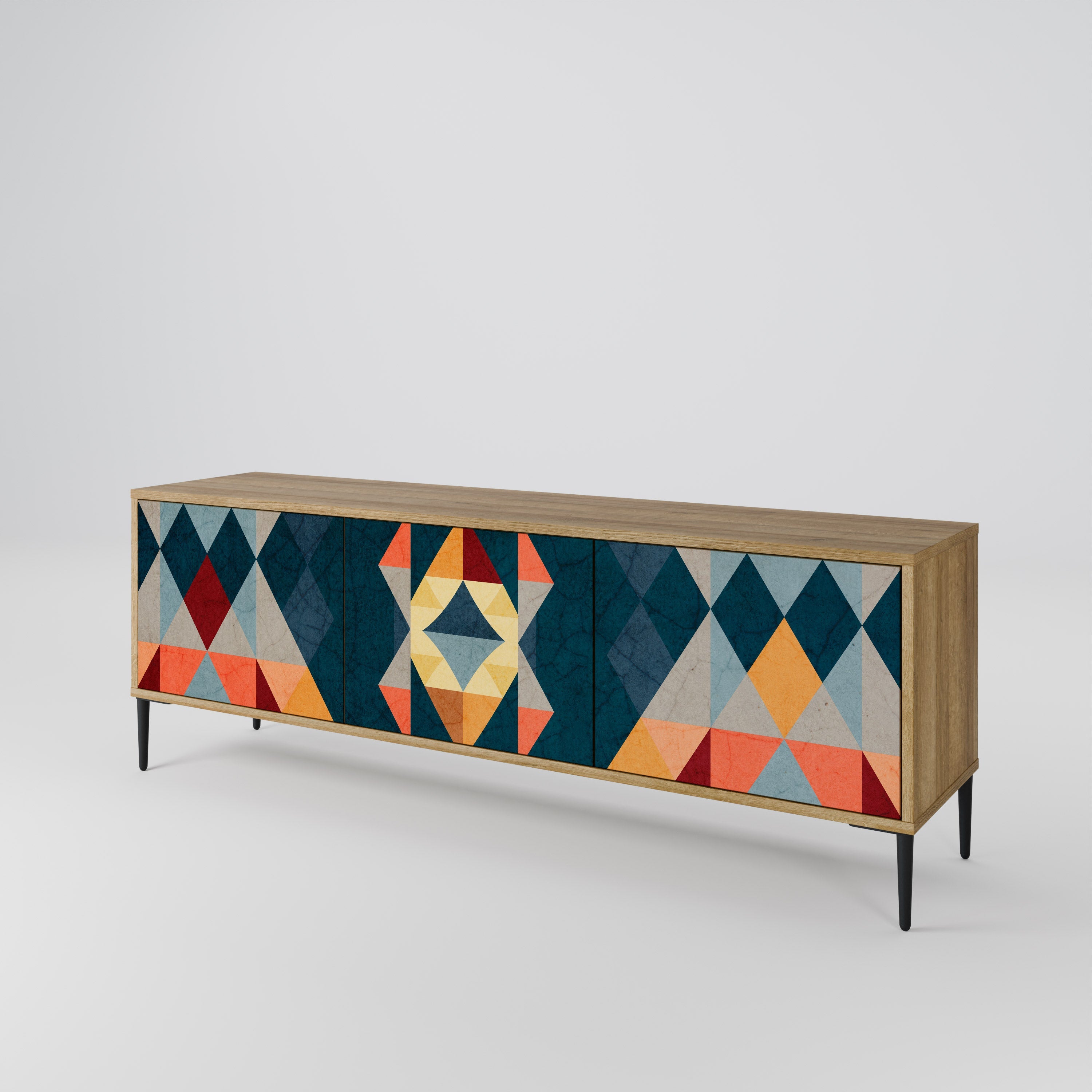 CRACKED ILLUSION TV-Lowboard mit 3 Türen in Eiche-Optik