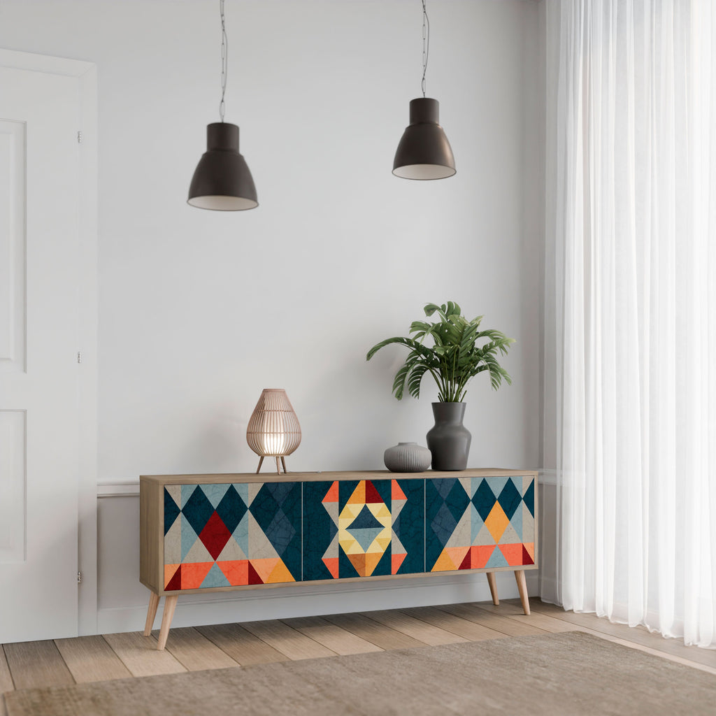 CRACKED ILLUSION TV-Lowboard mit 3 Türen in Eiche-Optik