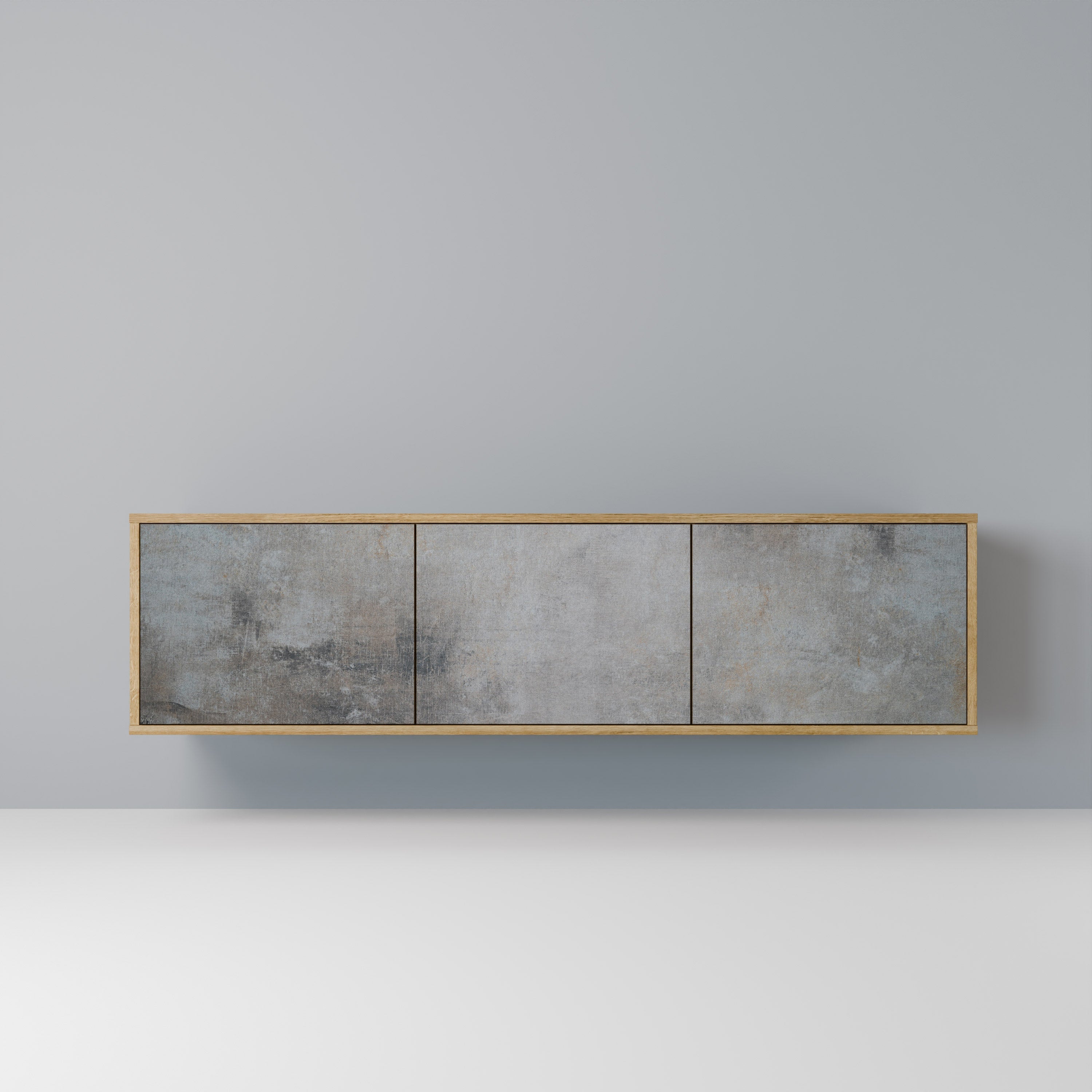CONCRETE WALL TV-Lowboard mit 3 Türen in Eiche-Optik