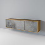 CONCRETE WALL TV-Lowboard mit 3 Türen in Eiche-Optik