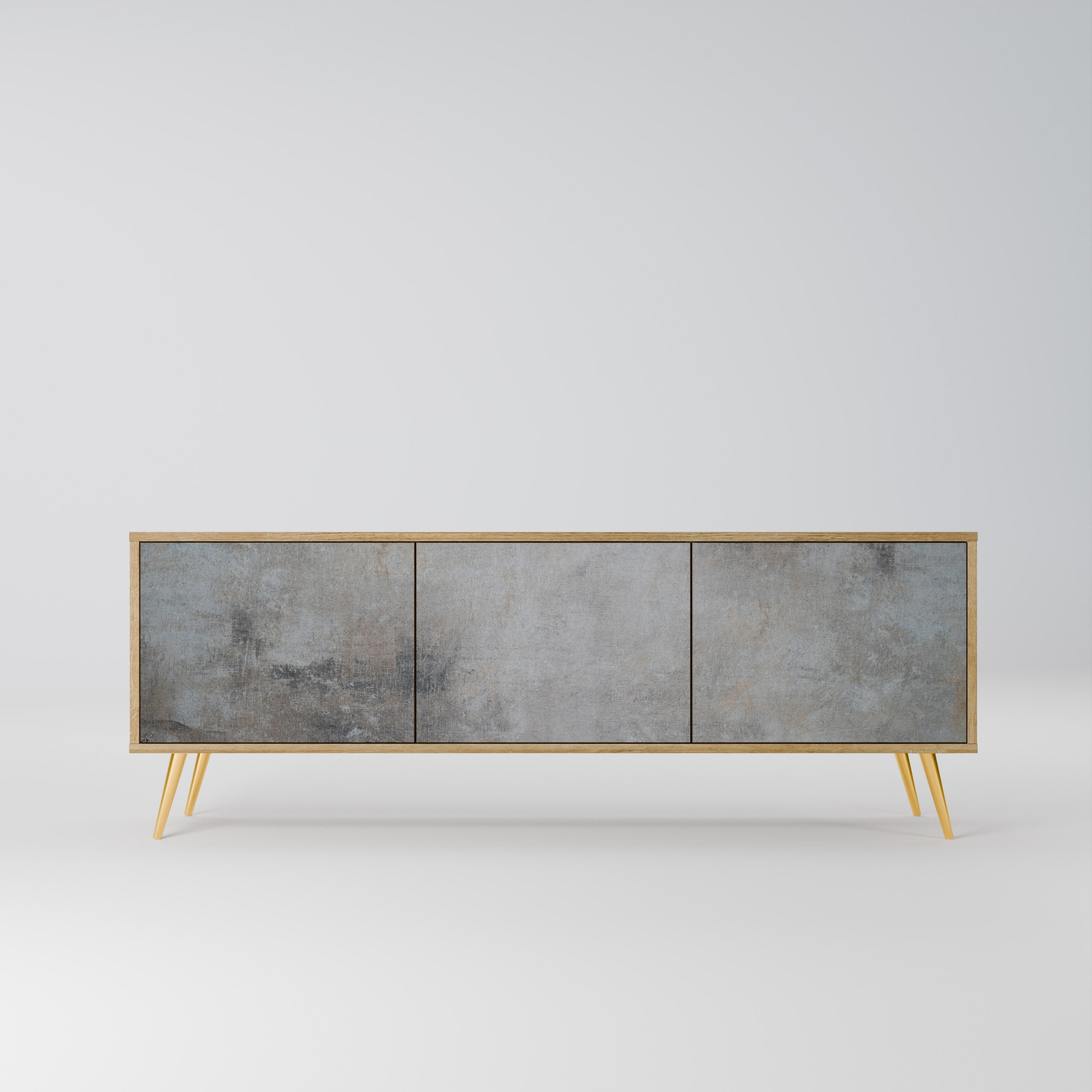 CONCRETE WALL TV-Lowboard mit 3 Türen in Eiche-Optik