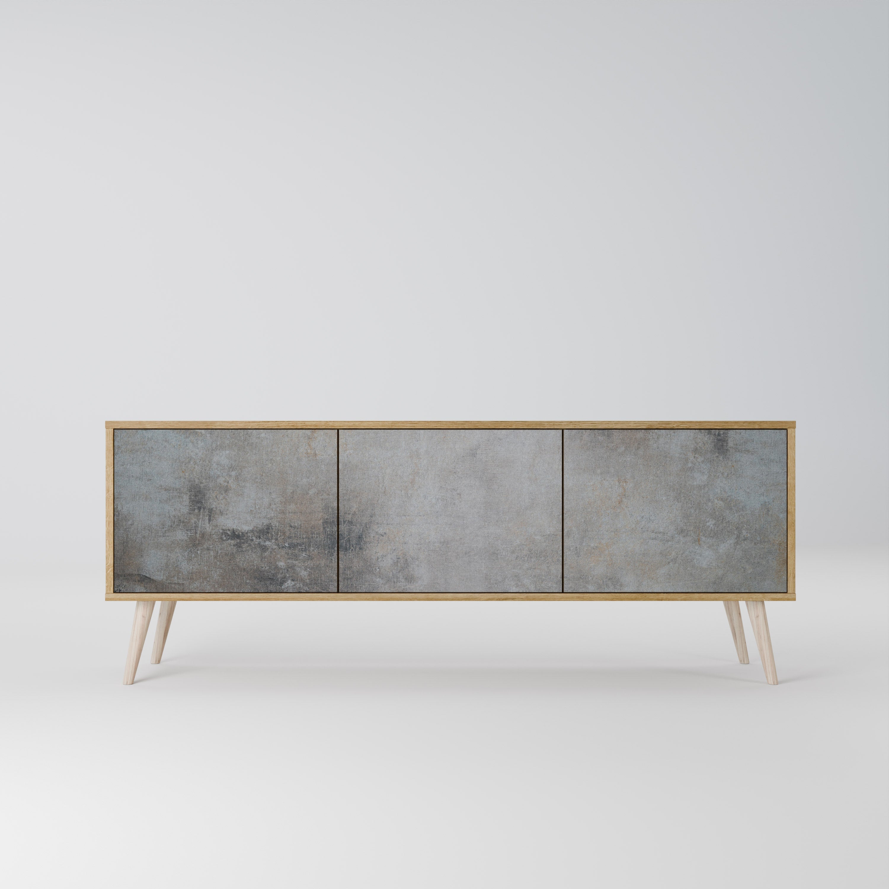 CONCRETE WALL TV-Lowboard mit 3 Türen in Eiche-Optik