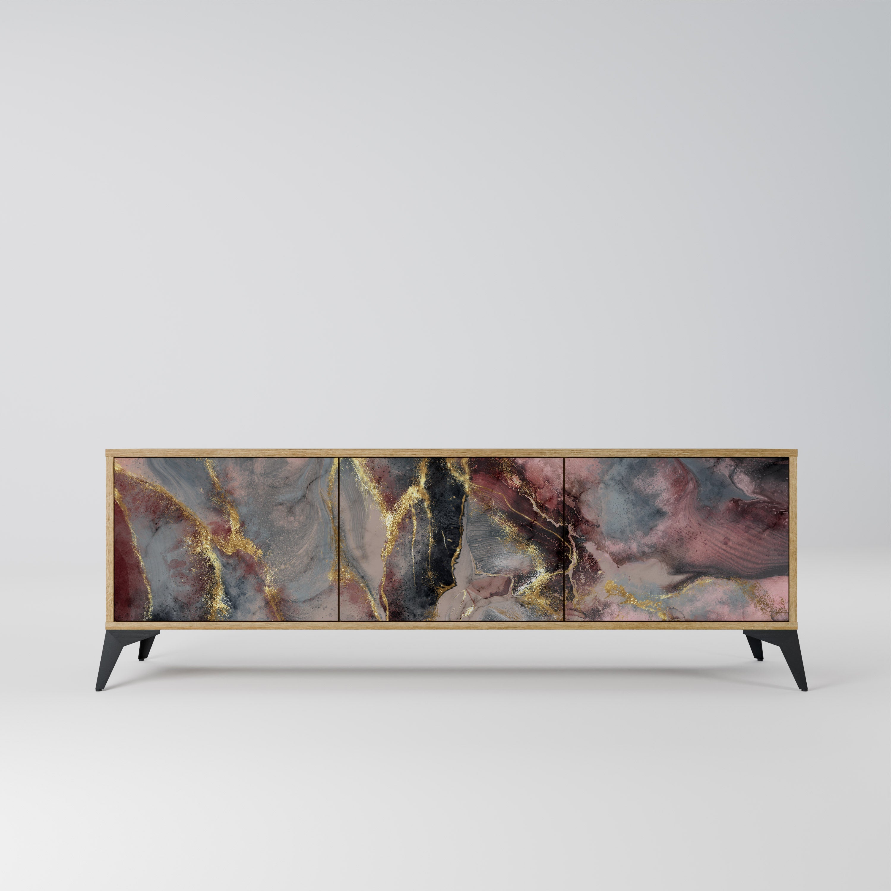 GOLDEN TIDES TV-Lowboard mit 3 Türen in Eiche-Optik