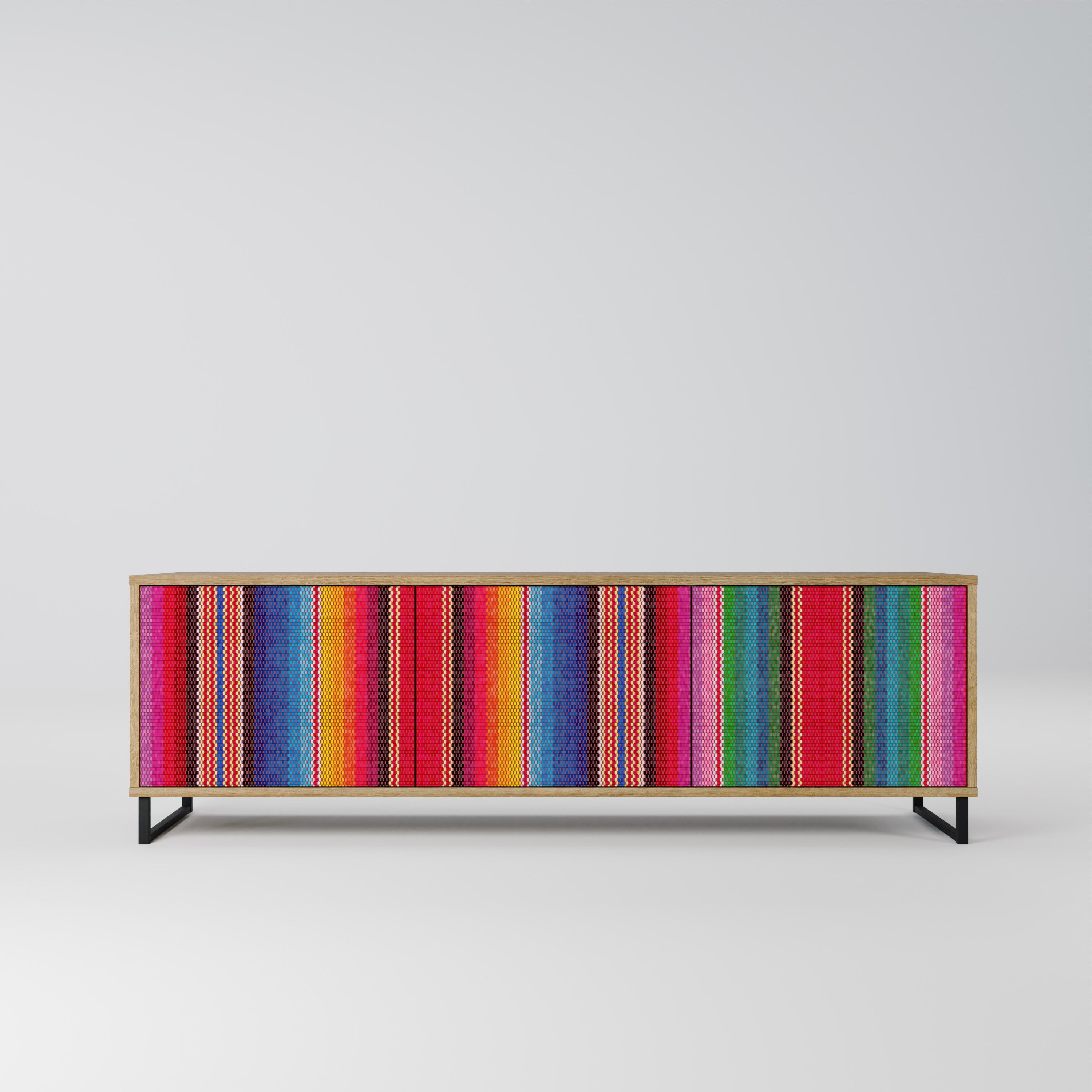 ETHNIC MEXICAN TV-Lowboard mit 3 Türen in Eiche-Optik