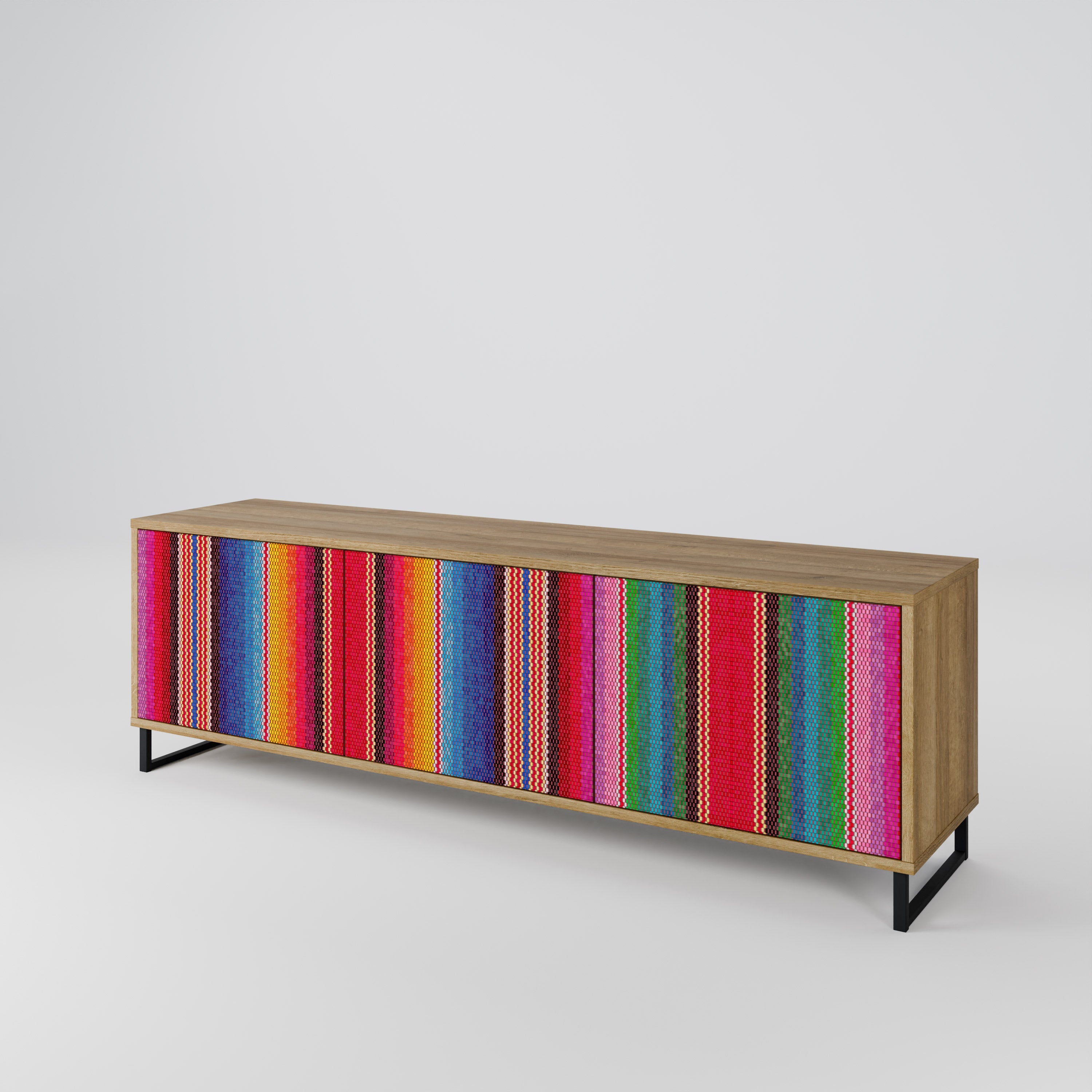ETHNIC MEXICAN TV-Lowboard mit 3 Türen in Eiche-Optik