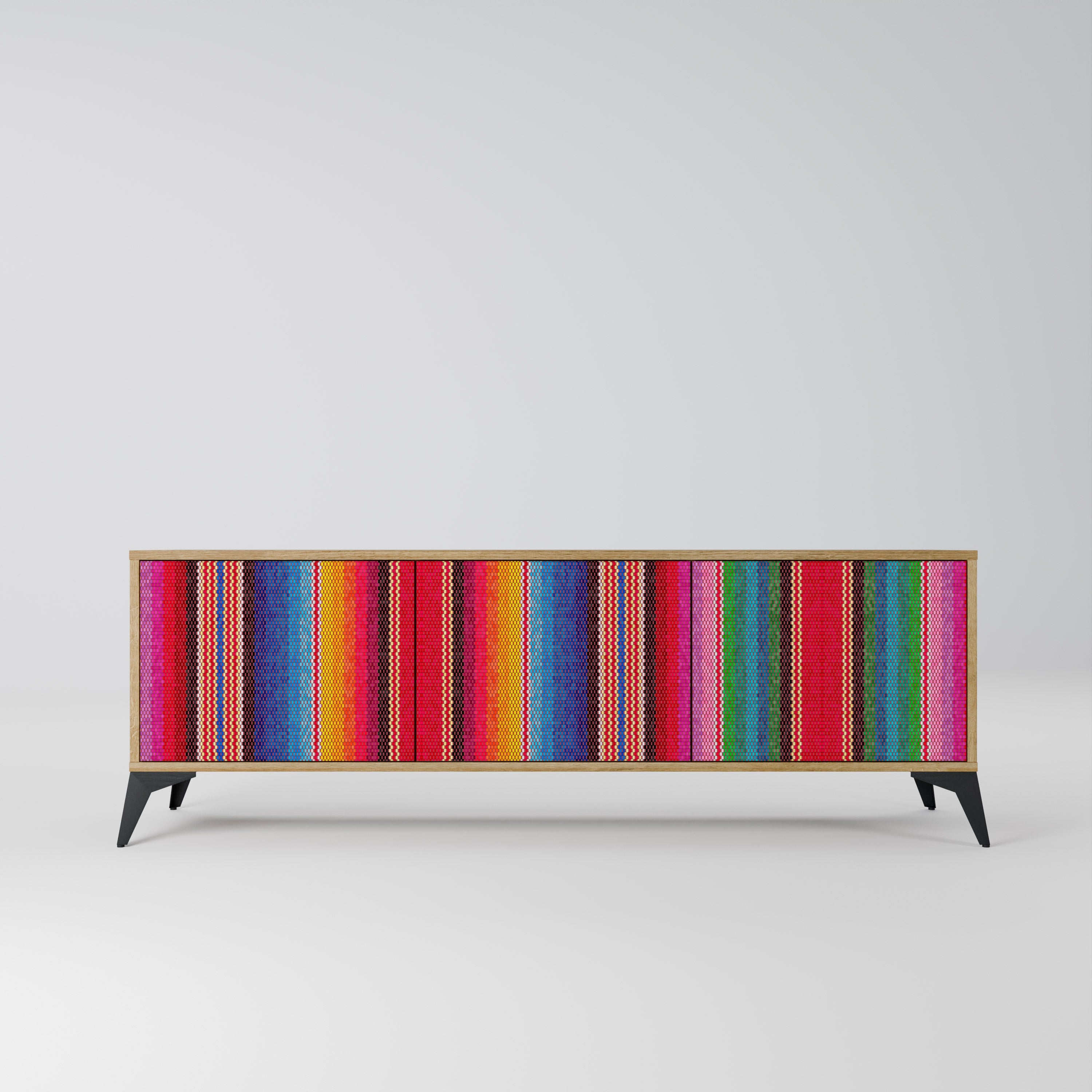 ETHNIC MEXICAN TV-Lowboard mit 3 Türen in Eiche-Optik