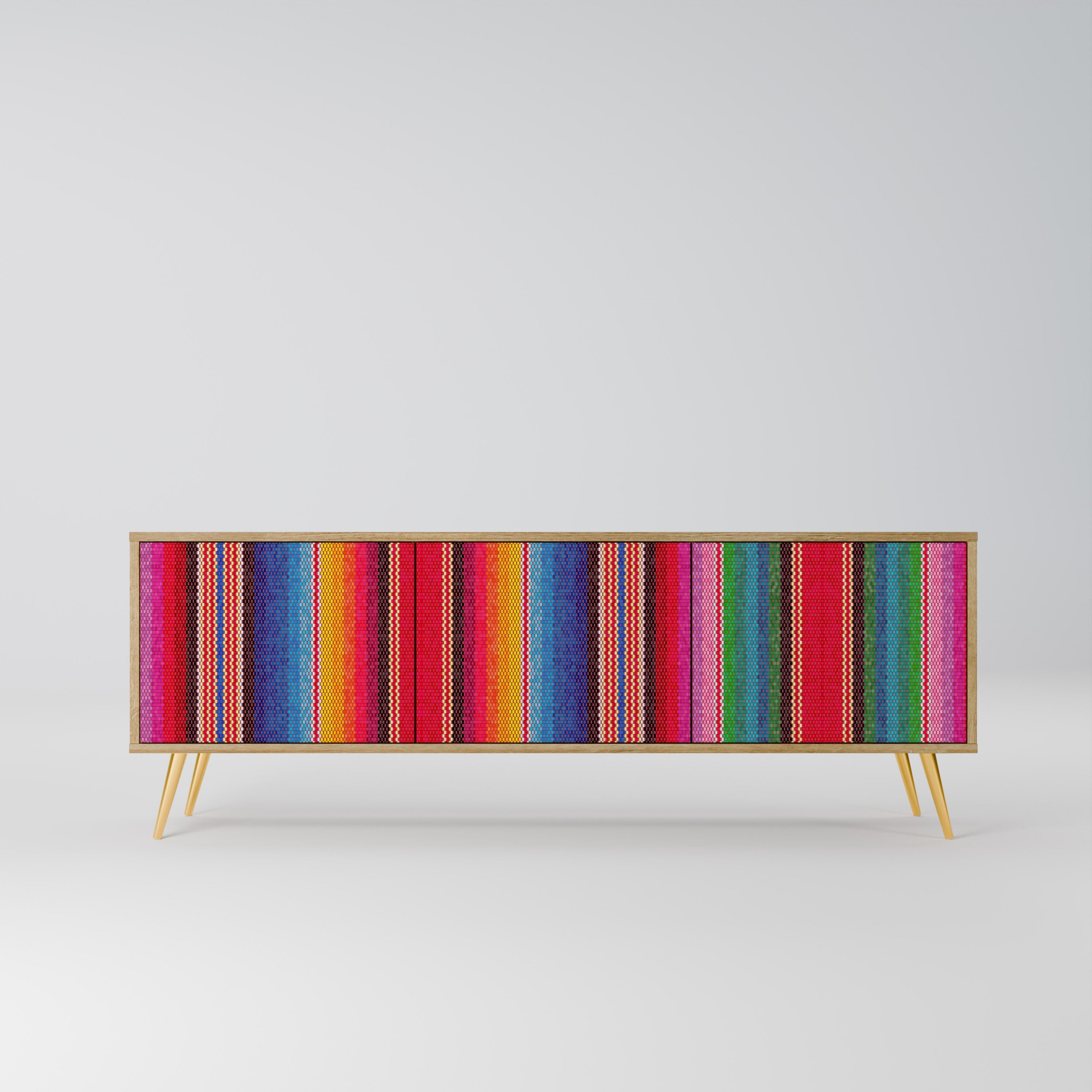 ETHNIC MEXICAN TV-Lowboard mit 3 Türen in Eiche-Optik