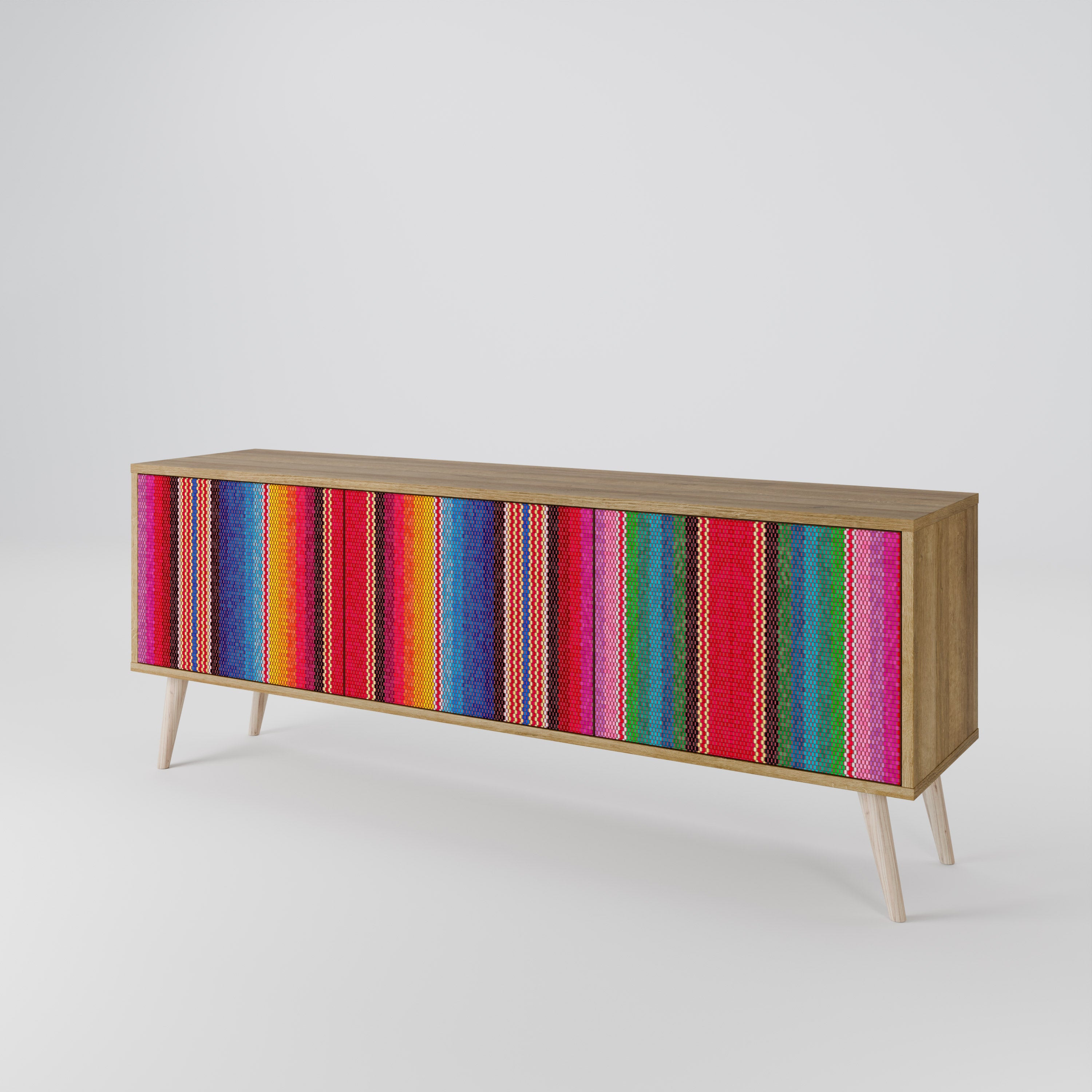 ETHNIC MEXICAN TV-Lowboard mit 3 Türen in Eiche-Optik