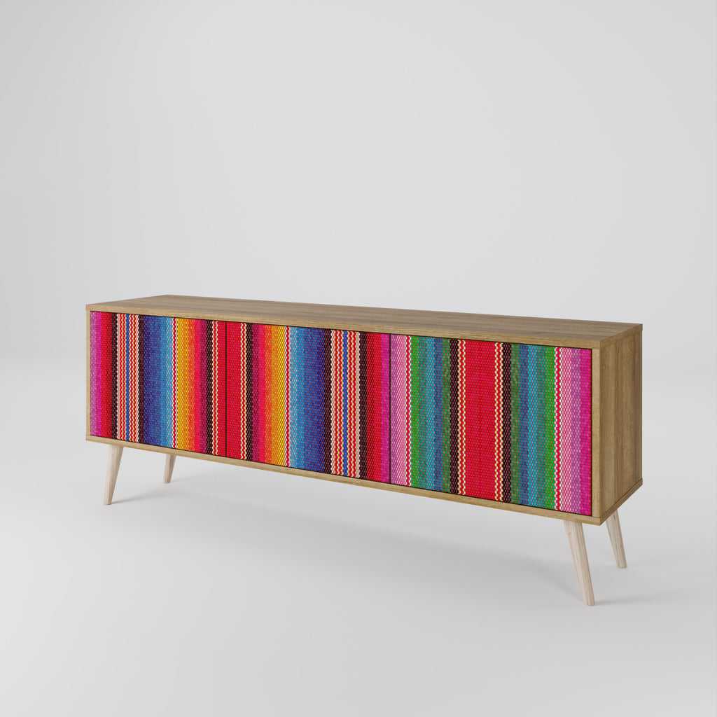 ETHNIC MEXICAN 3-Door TV Cabinet
