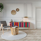 ETHNIC MEXICAN TV-Lowboard mit 3 Türen in Eiche-Optik