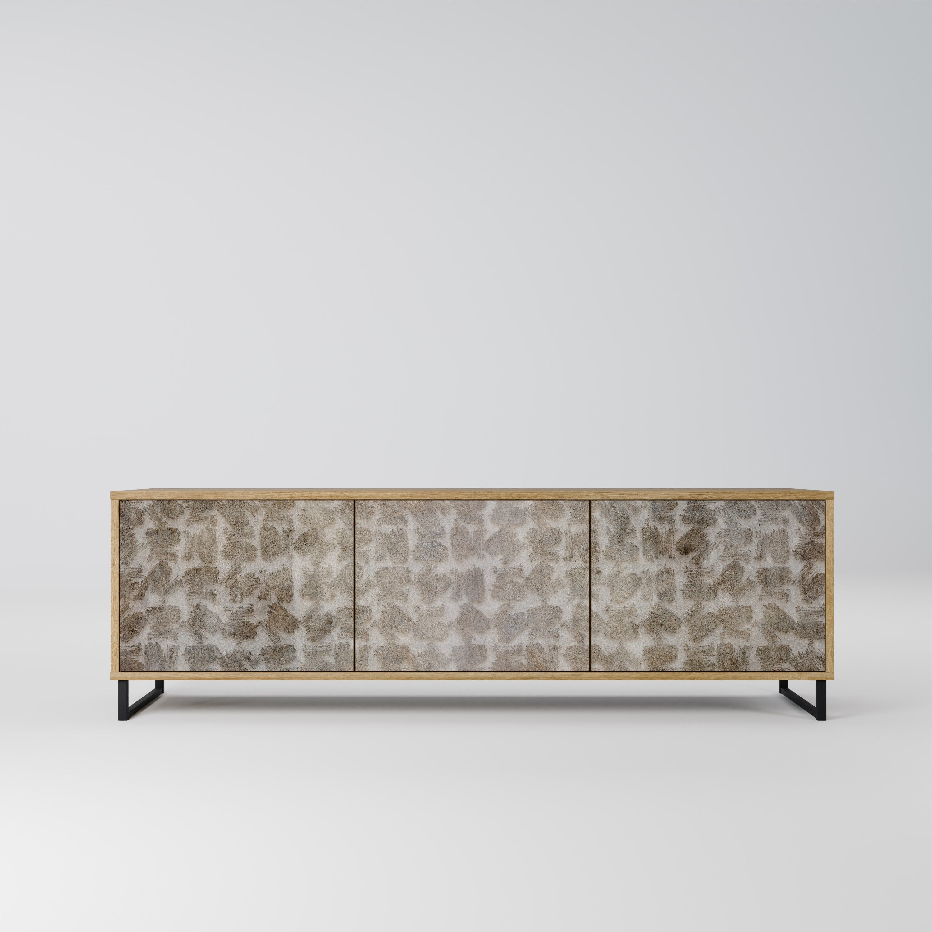 SLIGHTLY BLURRED TV-Lowboard mit 3 Türen in Eiche-Optik