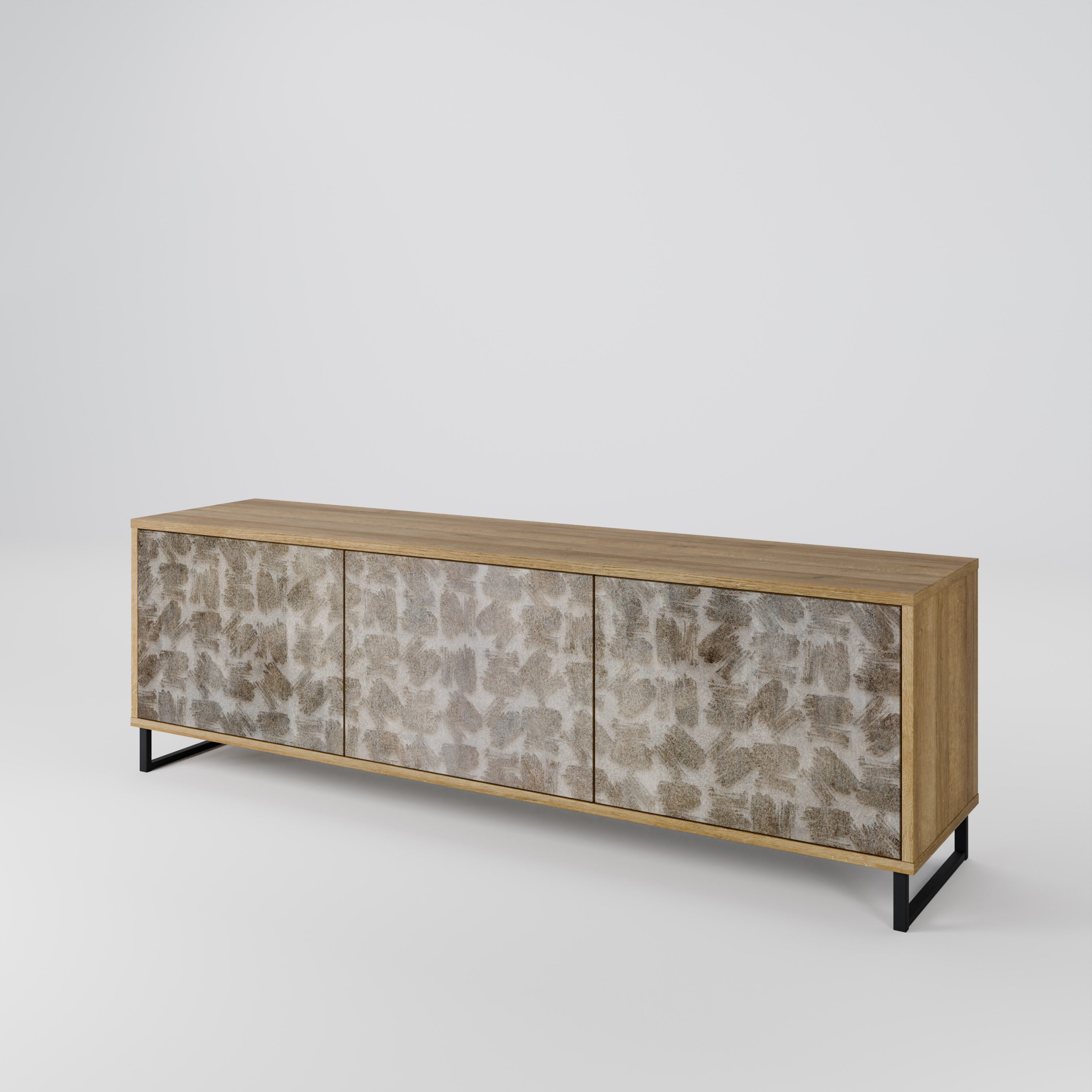 SLIGHTLY BLURRED TV-Lowboard mit 3 Türen in Eiche-Optik