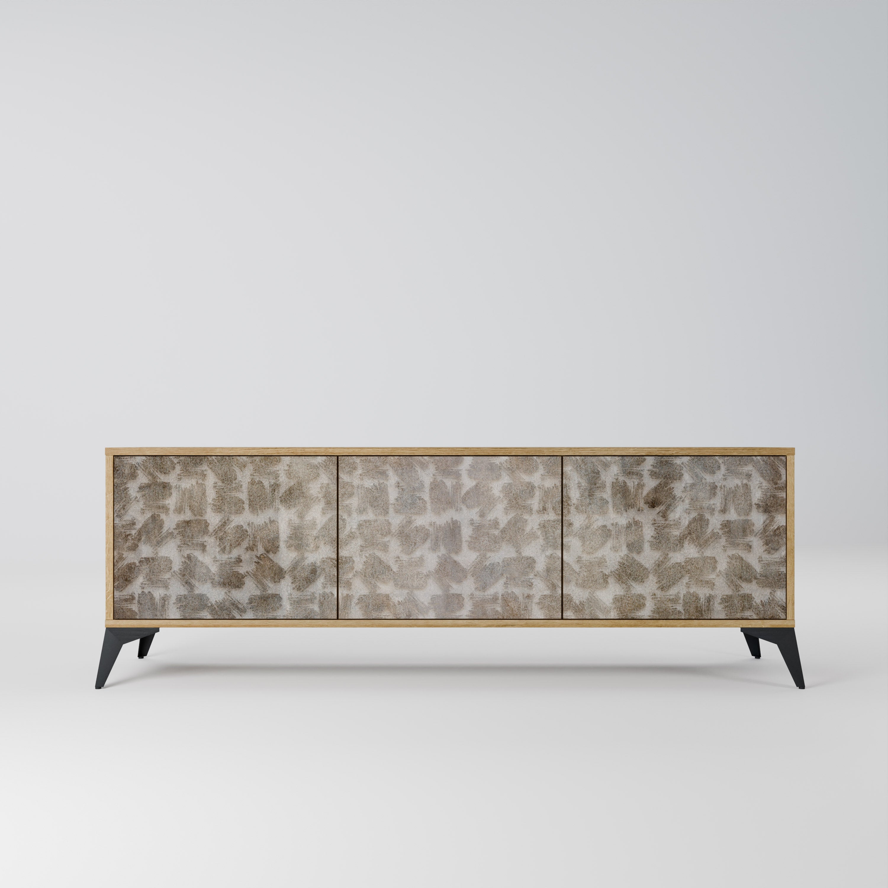 SLIGHTLY BLURRED TV-Lowboard mit 3 Türen in Eiche-Optik