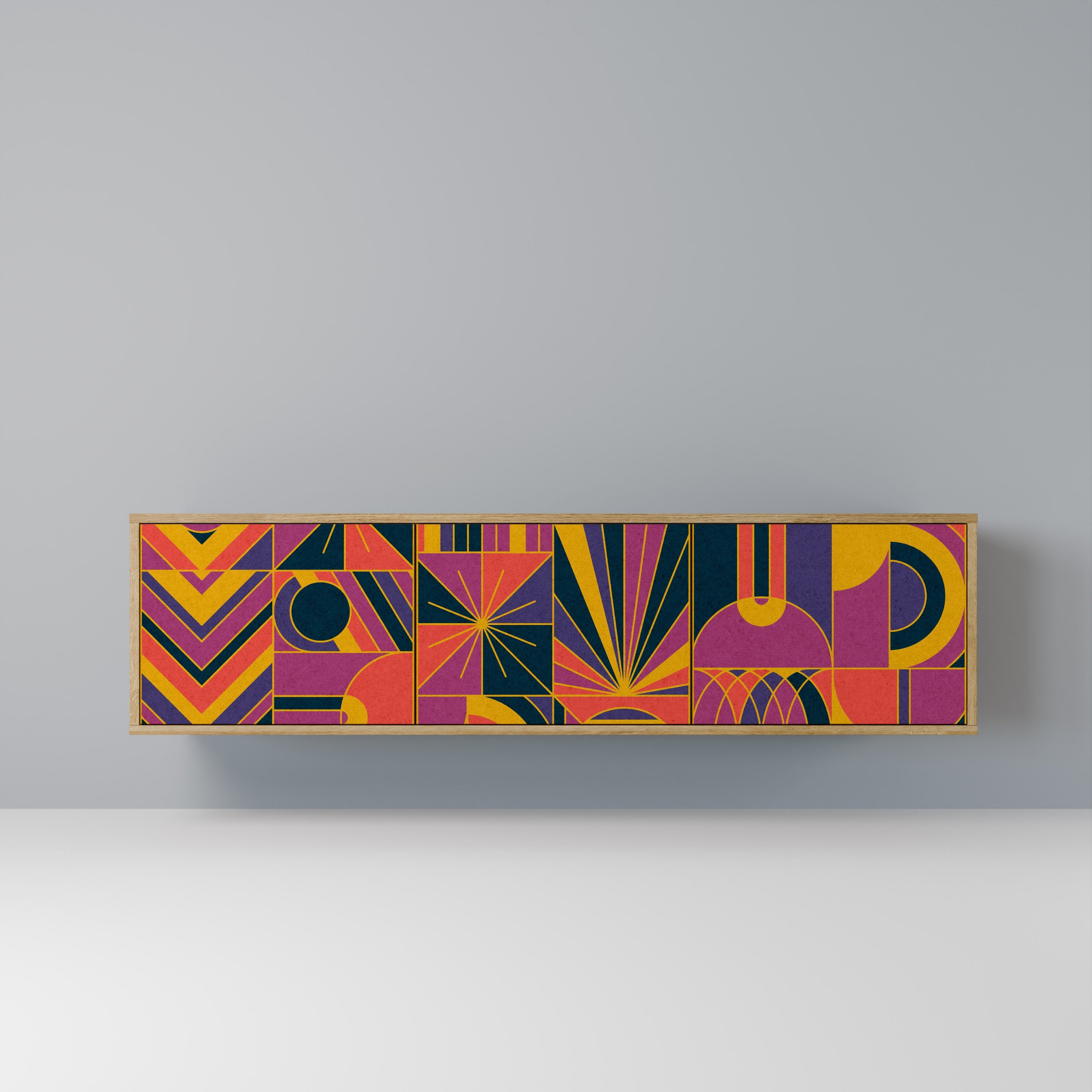 ELECTRIC PATTERNS TV-Lowboard mit 3 Türen in Eiche-Optik