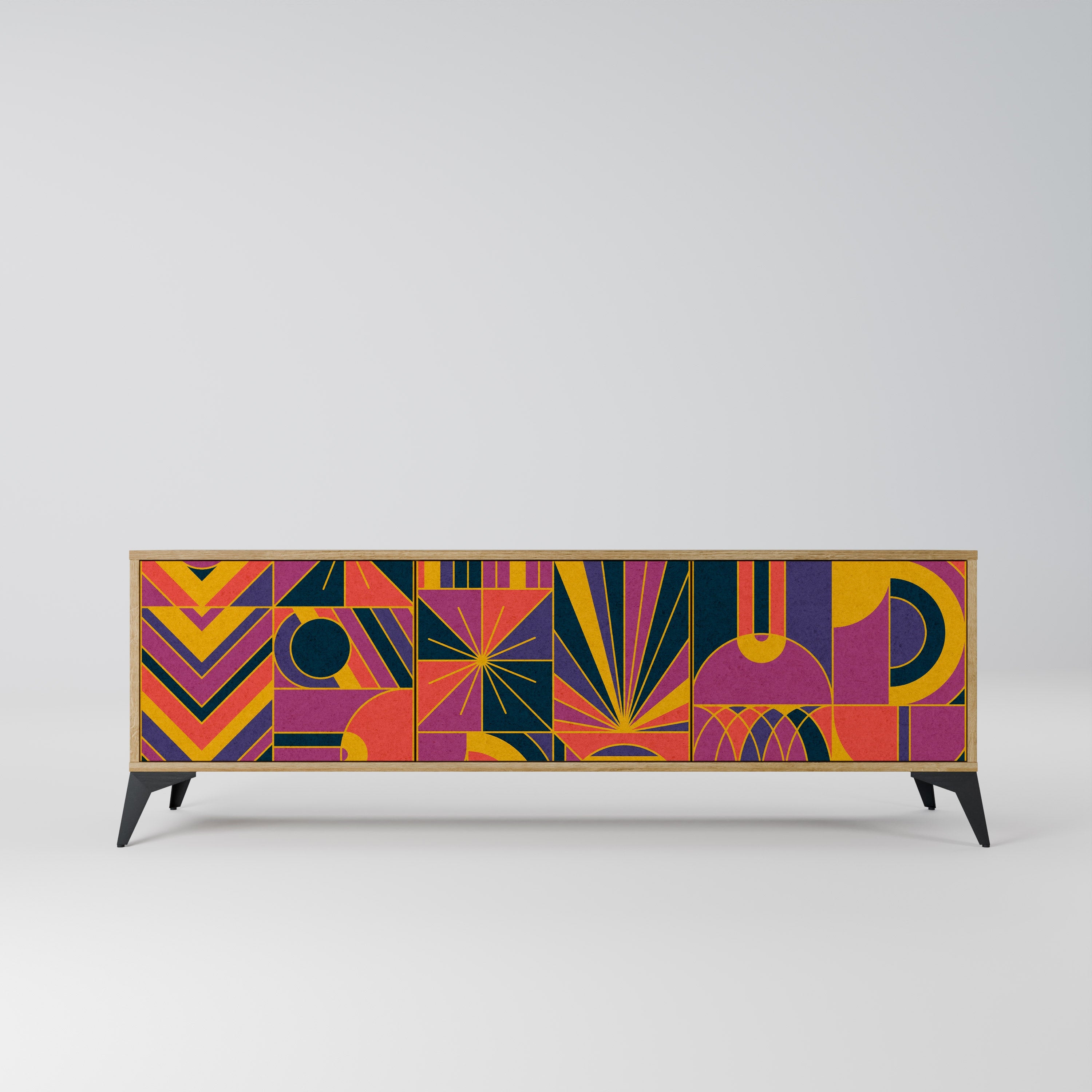 ELECTRIC PATTERNS TV-Lowboard mit 3 Türen in Eiche-Optik