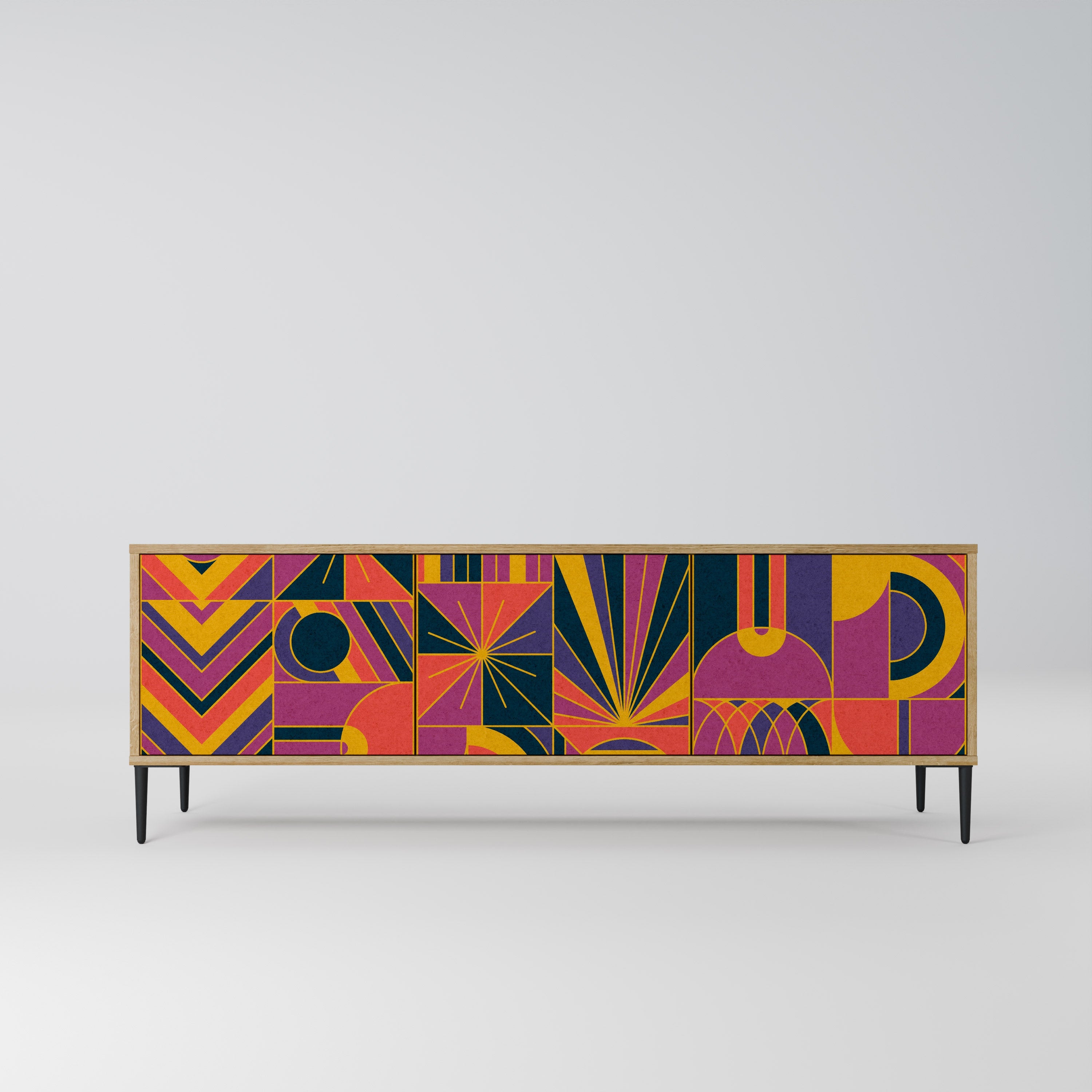 ELECTRIC PATTERNS TV-Lowboard mit 3 Türen in Eiche-Optik