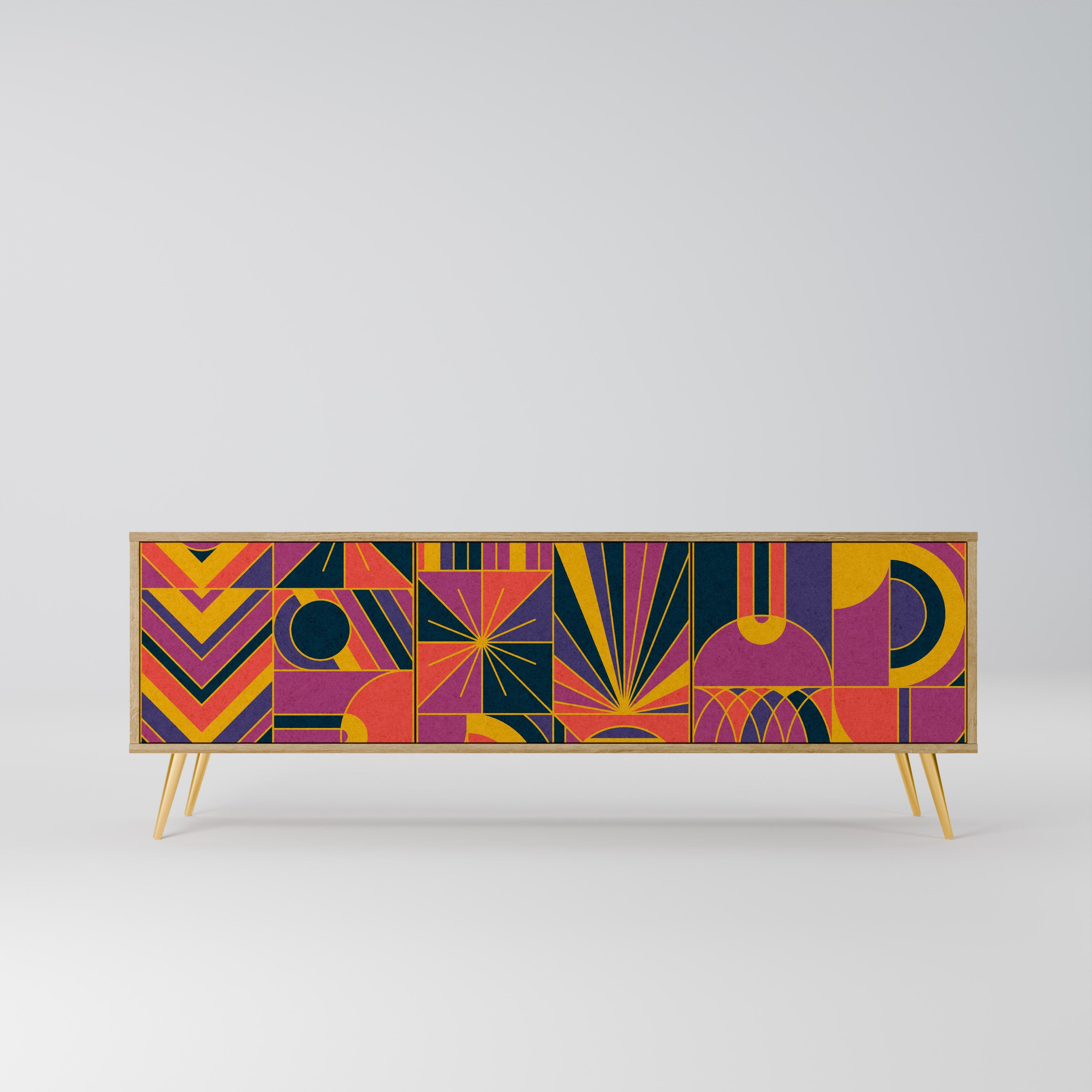 ELECTRIC PATTERNS TV-Lowboard mit 3 Türen in Eiche-Optik