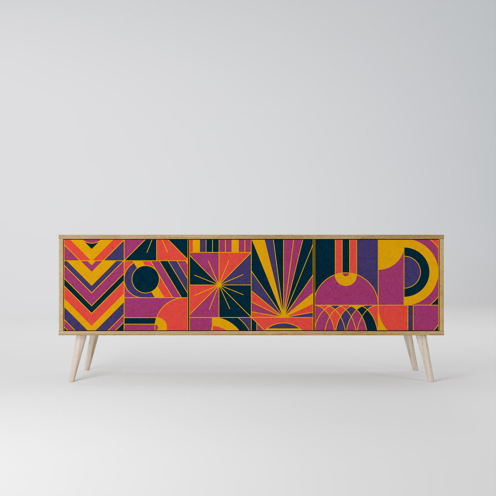 ELECTRIC PATTERNS TV-Lowboard mit 3 Türen in Eiche-Optik