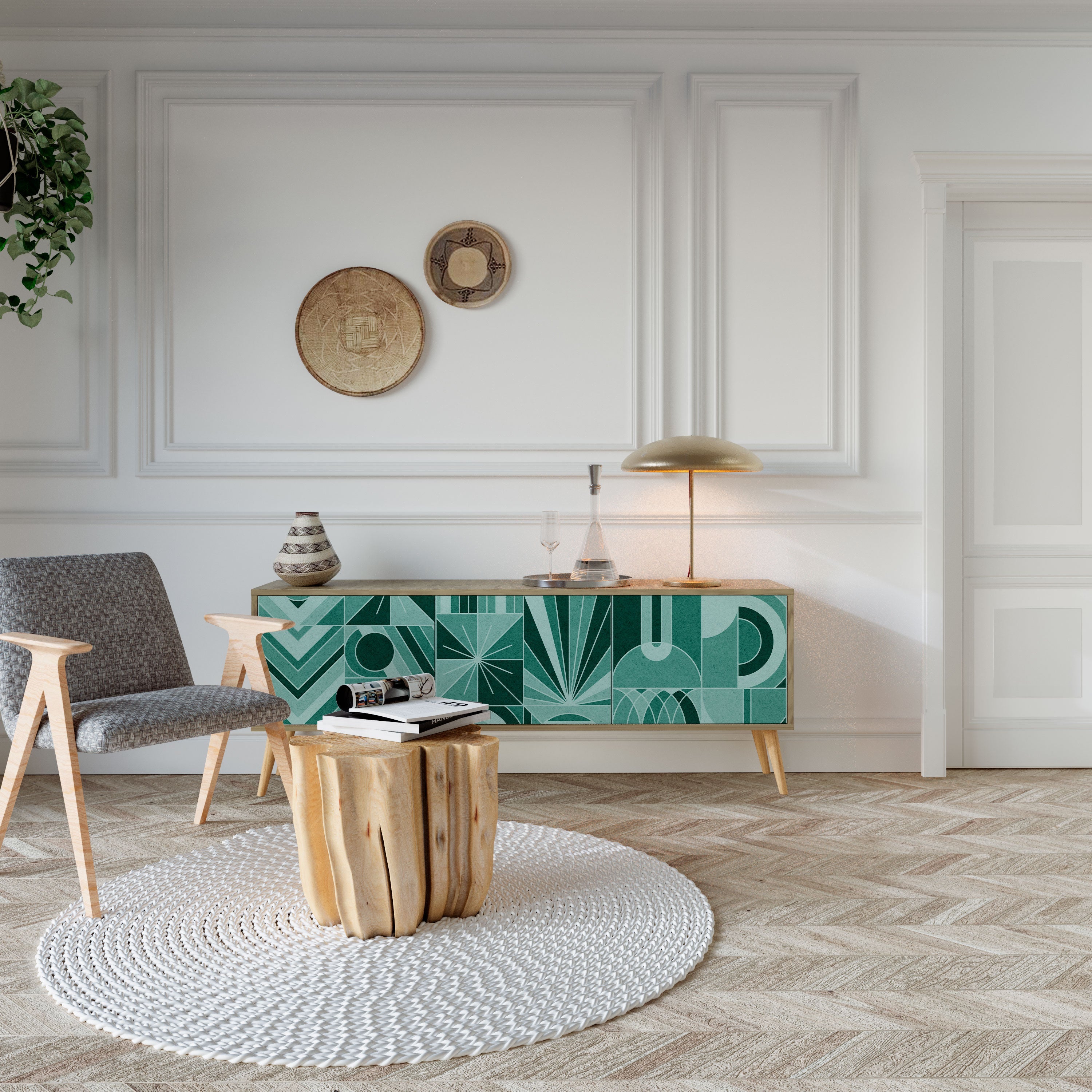 HARMONIC GRID TV-Lowboard mit 3 Türen in Eiche-Optik