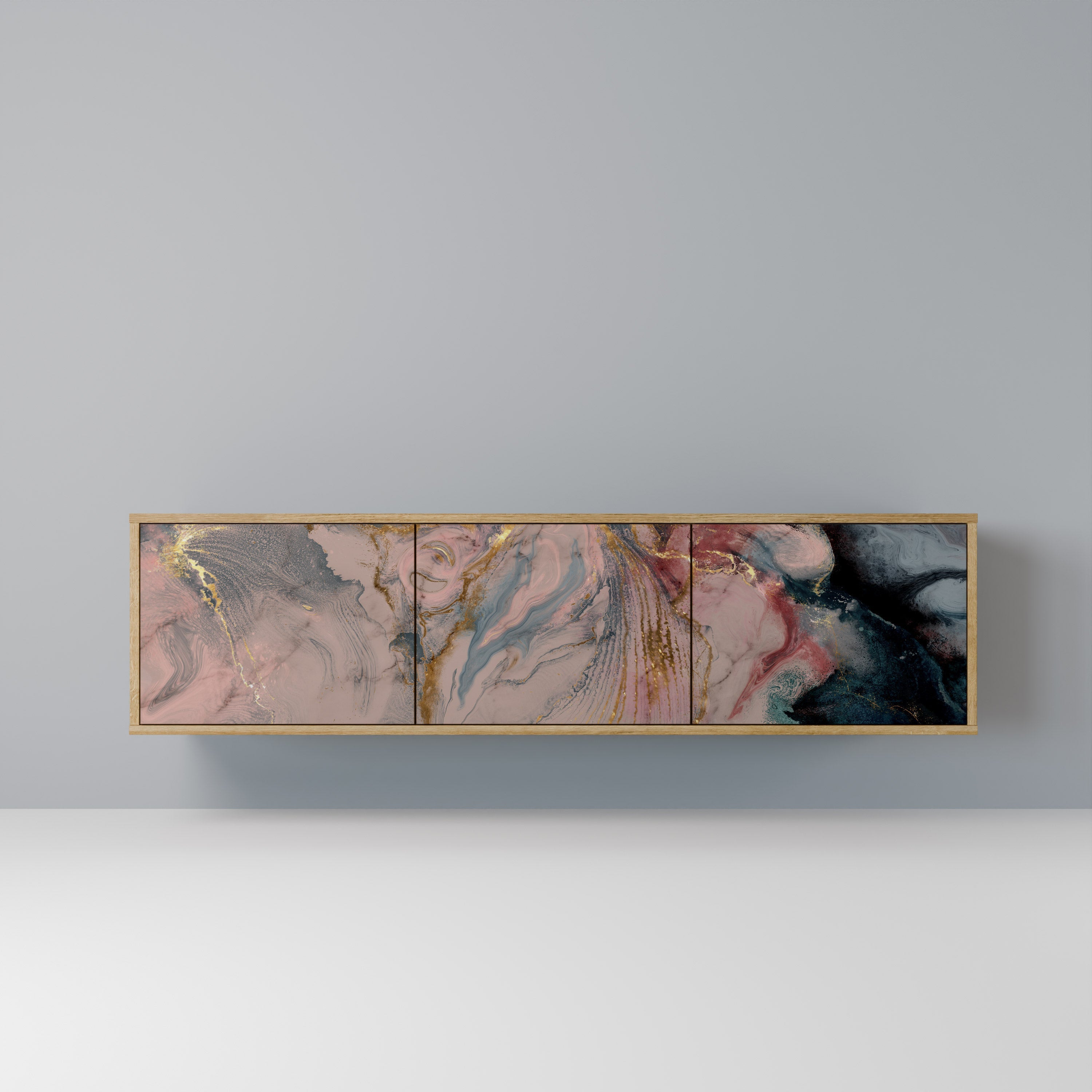 GILDED SWIRLS TV-Lowboard mit 3 Türen in Eiche-Optik